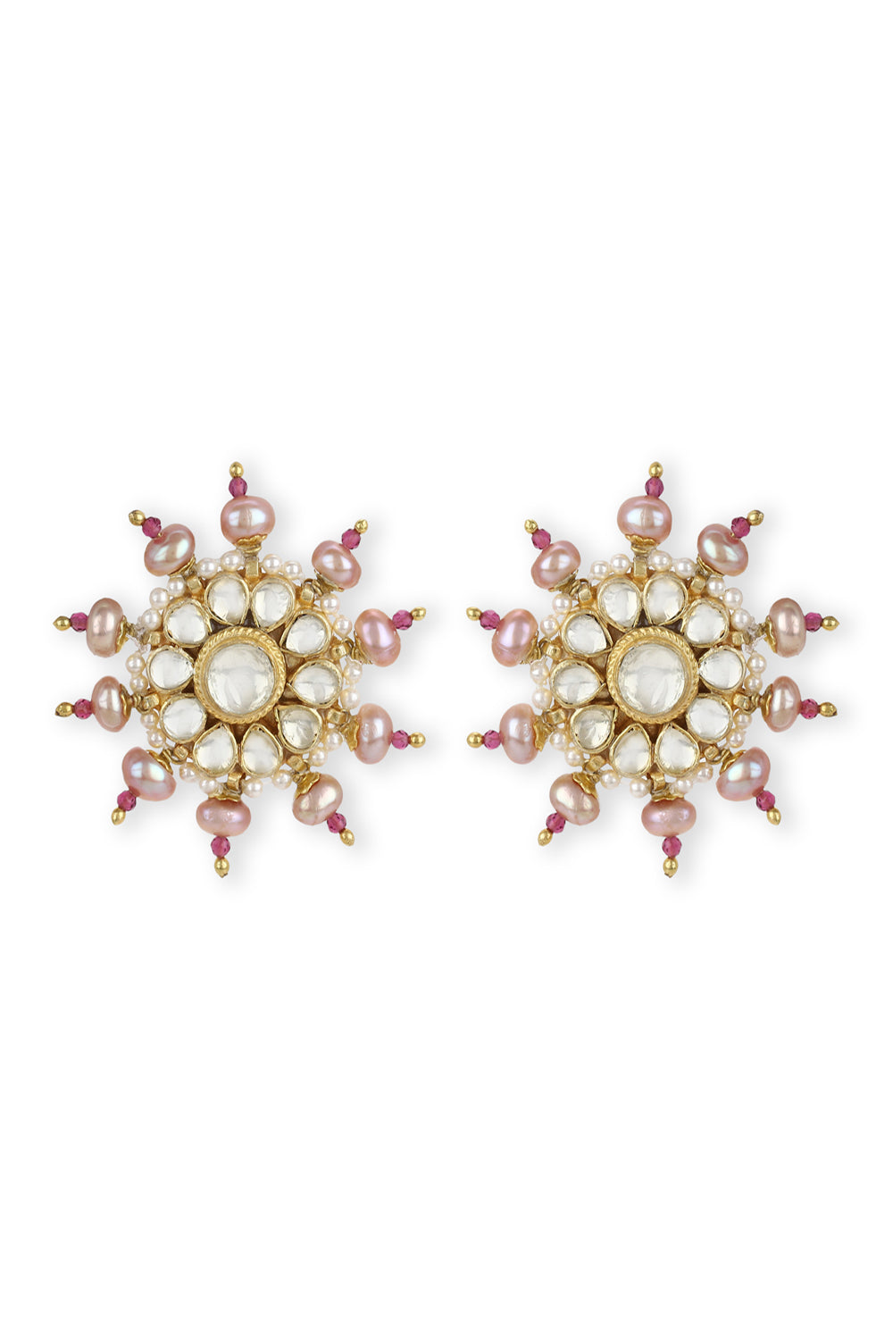 Tarameen Studs- Pink Pearl - Auraya Fashion - Heer Jewellery - #tag1# - #tag2# - #tag3# - #tag3#