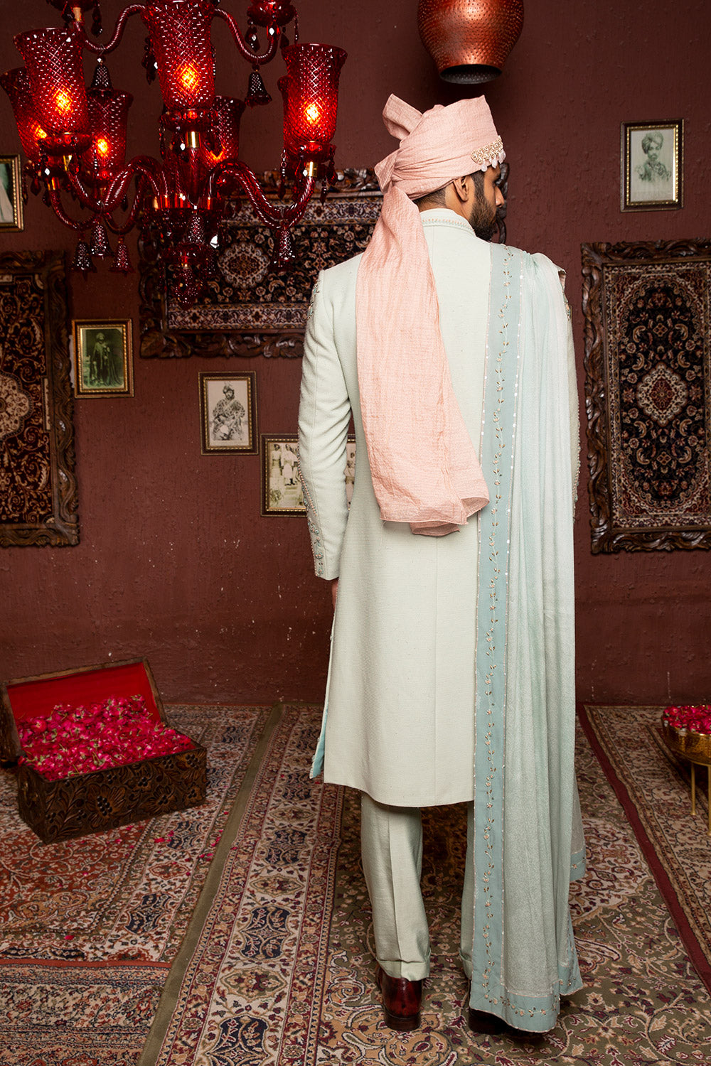 Duck Cyan Sherwani - Auraya Fashion -  - #tag1# - #tag2# - #tag3# - #tag3#