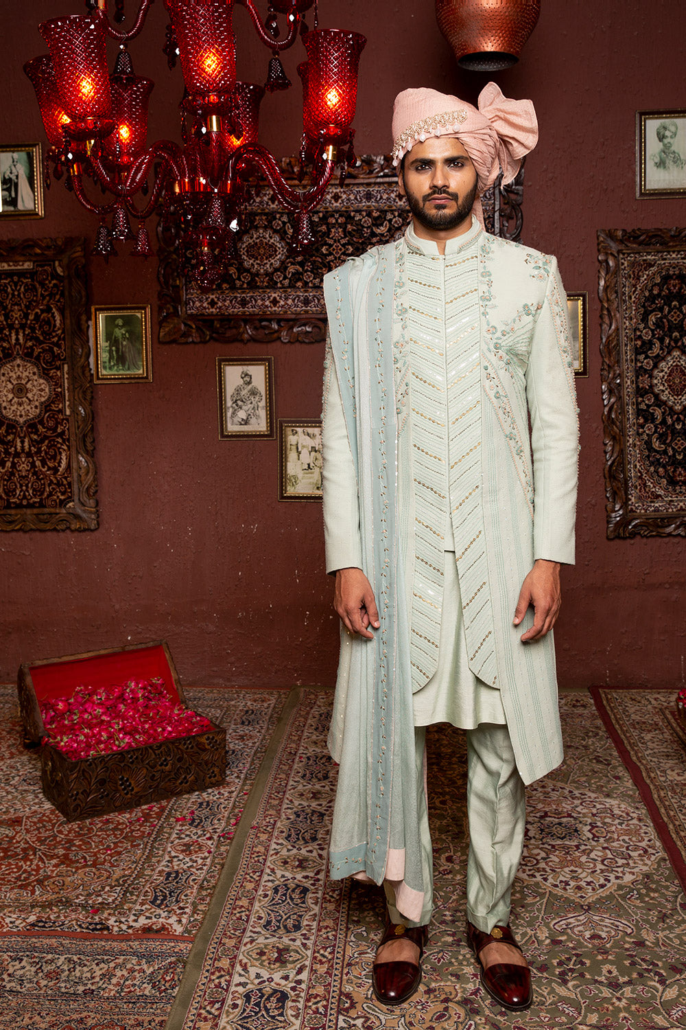 Duck Cyan Sherwani - Auraya Fashion - Ankur J Men - #tag1# - #tag2# - #tag3# - #tag3#