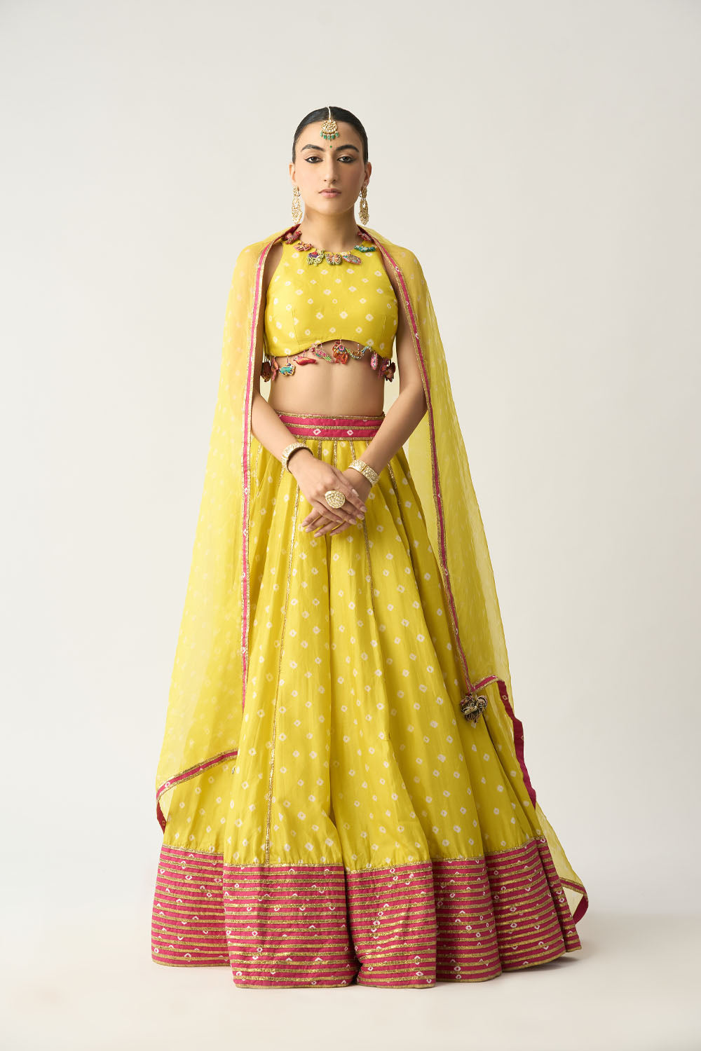 Surajmukhi Bandhani Lehenga Set - Auraya Fashion - ITRH - #tag1# - #tag2# - #tag3# - #tag3#