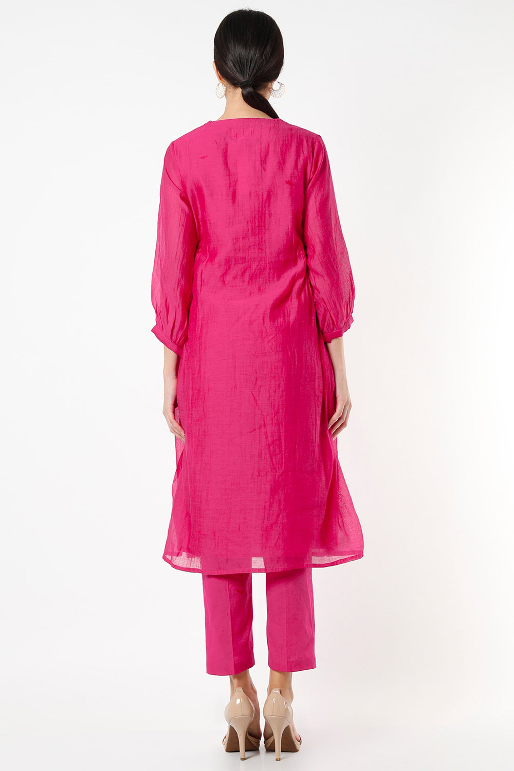 Embroidered Fuchsia Kurta Set - Auraya Fashion -  - #tag1# - #tag2# - #tag3# - #tag3#