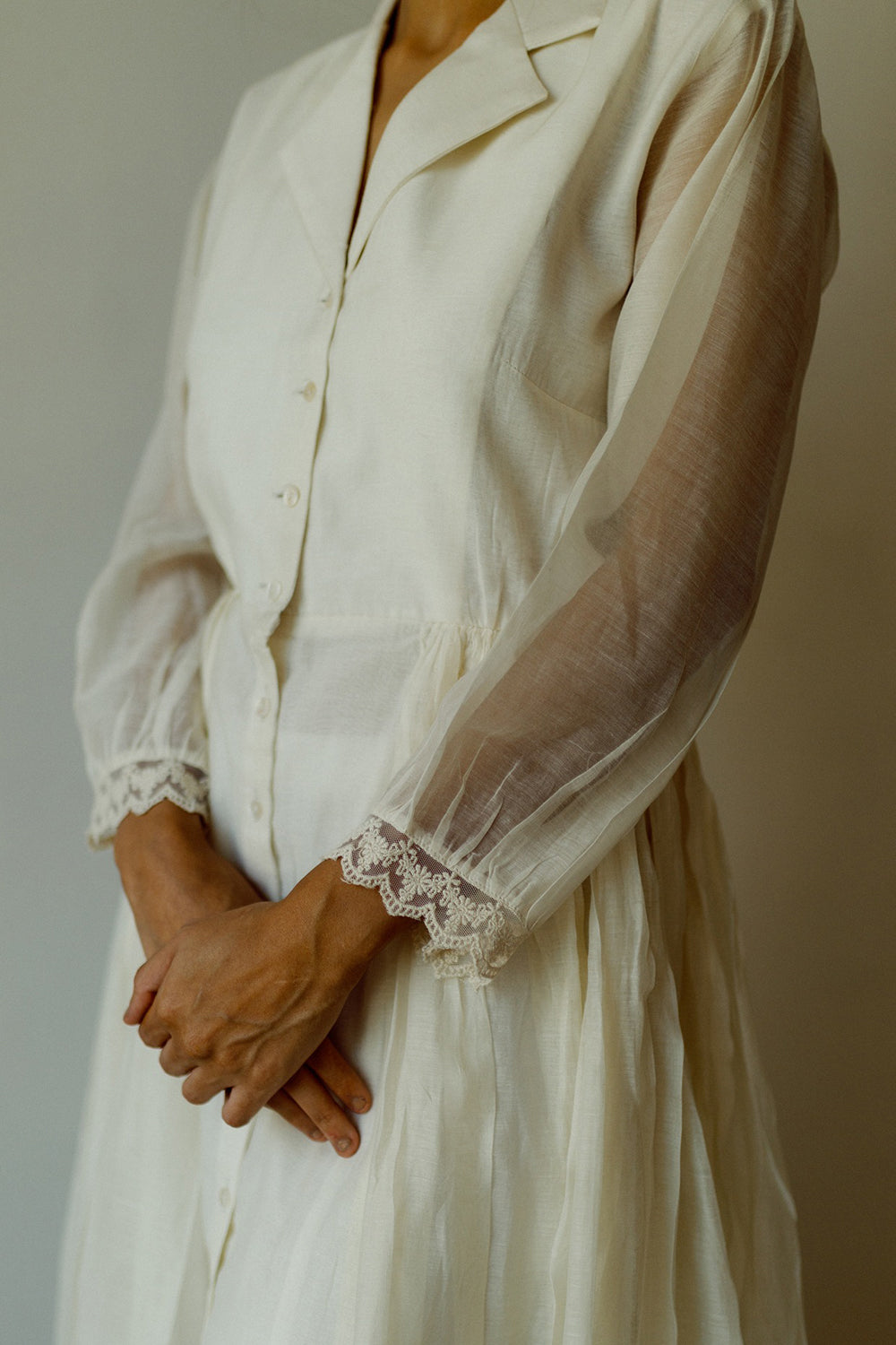 Handwoven Chanderi Tunic In Ivory - Auraya Fashion -  - #tag1# - #tag2# - #tag3# - #tag3#