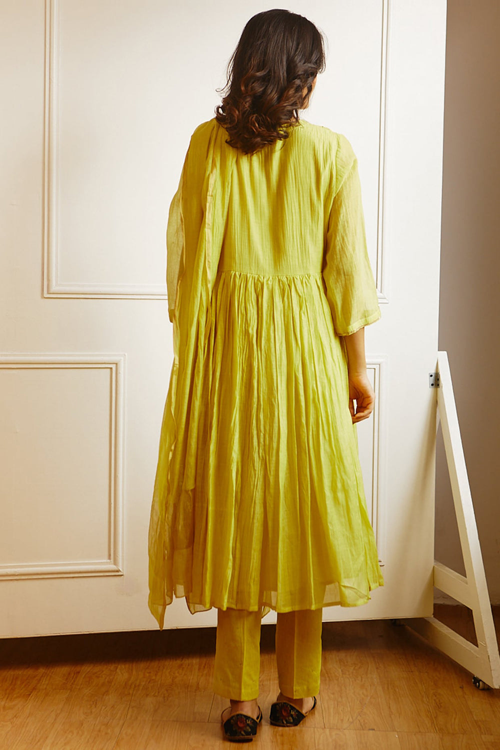 Embroidered Lime Yellow Kurta Set - Auraya Fashion -  - #tag1# - #tag2# - #tag3# - #tag3#