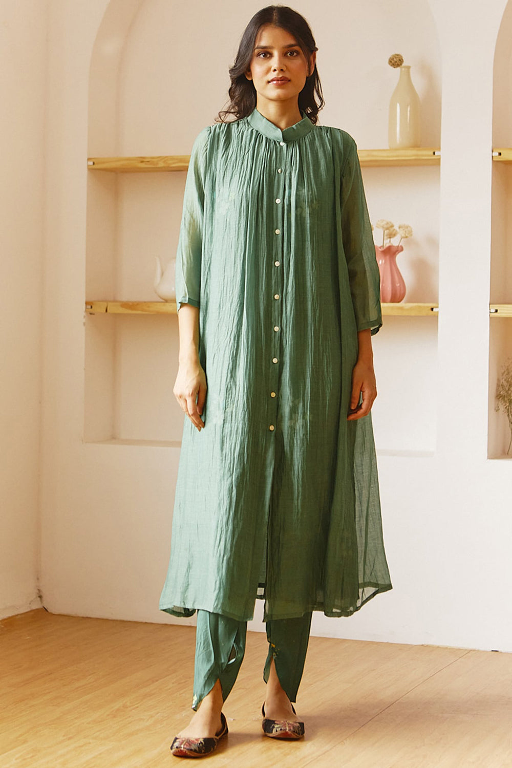 Printed Kurta Set In Emerald Green - Auraya Fashion - Juanita - #tag1# - #tag2# - #tag3# - #tag3#