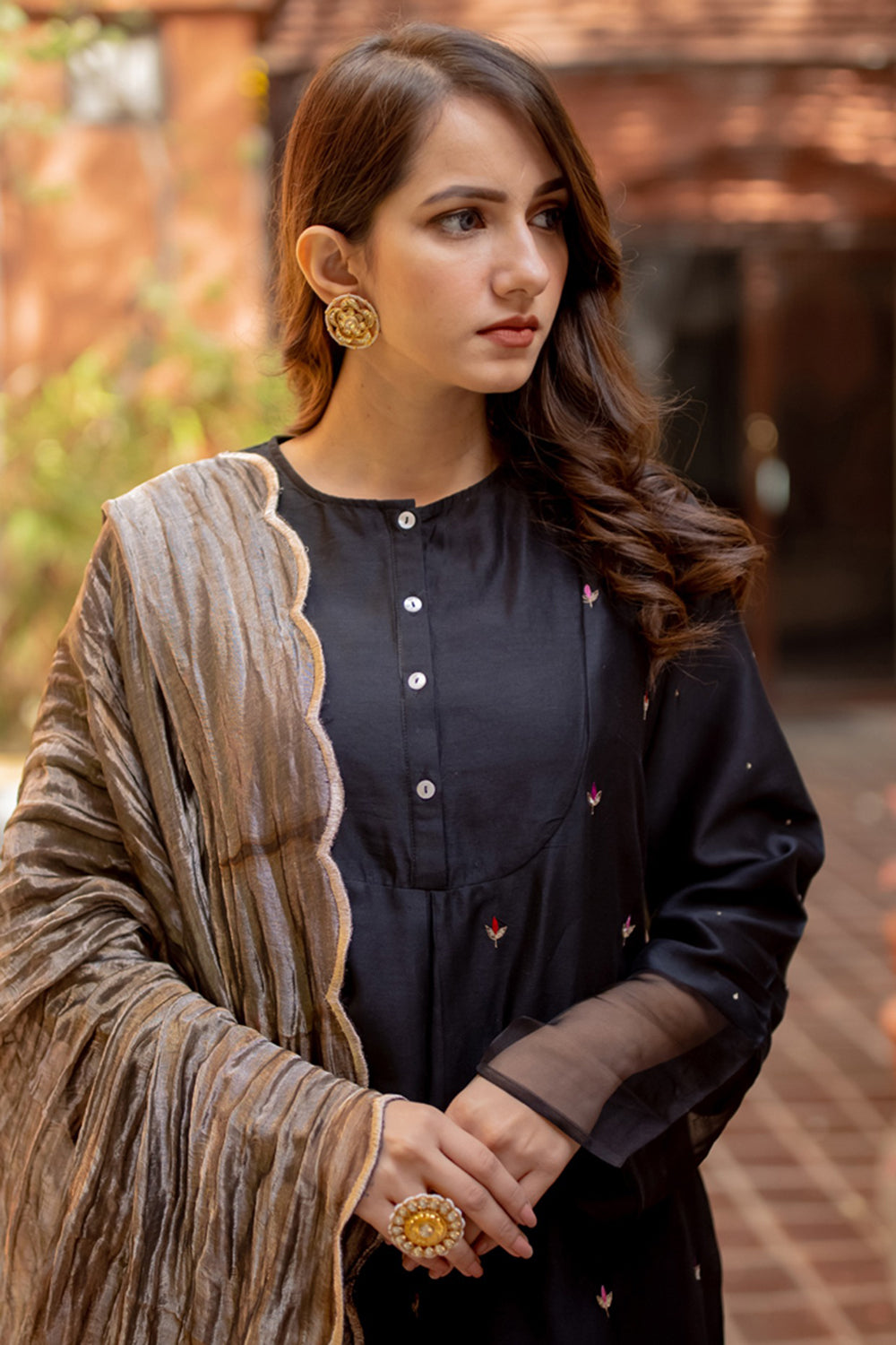 Embroidered Black Kurta Set - Auraya Fashion -  - #tag1# - #tag2# - #tag3# - #tag3#