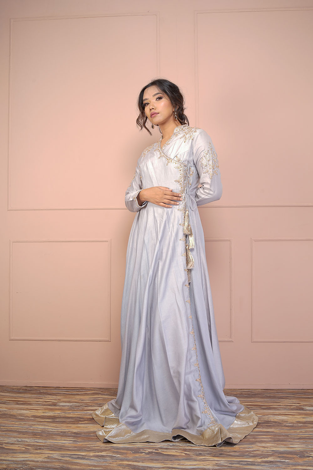 Grey Angrakha - Auraya Fashion - Kaashvi by Pooja Kalra - #tag1# - #tag2# - #tag3# - #tag3#