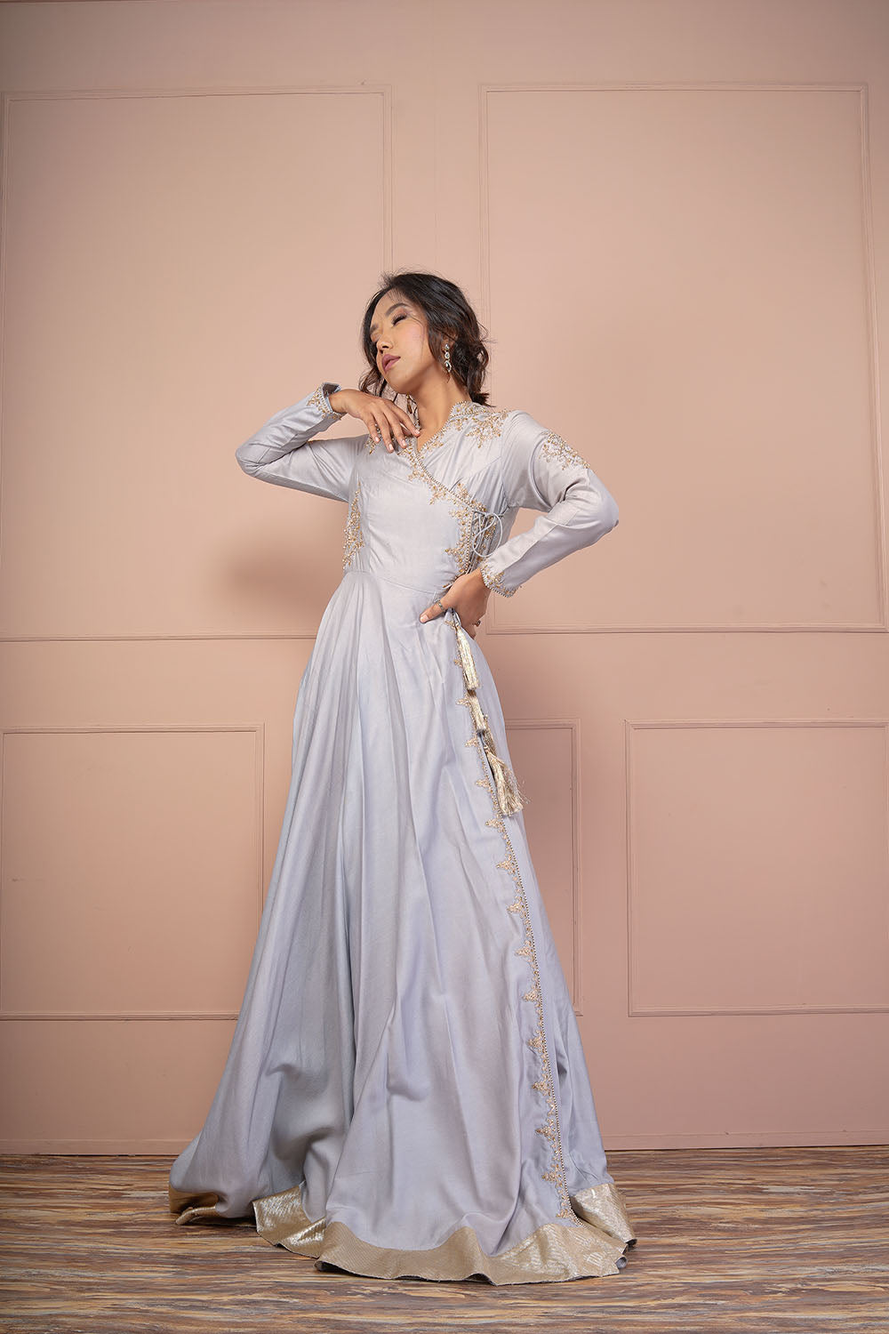 Grey Angrakha - Auraya Fashion -  - #tag1# - #tag2# - #tag3# - #tag3#