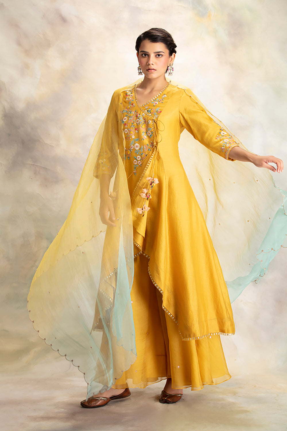 Multicolour Floral Motifs Embroidered Yellow Kurta Set - Auraya Fashion -  - #tag1# - #tag2# - #tag3# - #tag3#