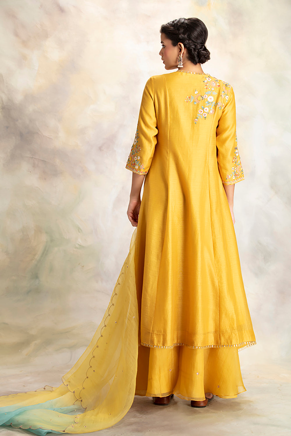 Multicolour Floral Motifs Embroidered Yellow Kurta Set - Auraya Fashion -  - #tag1# - #tag2# - #tag3# - #tag3#