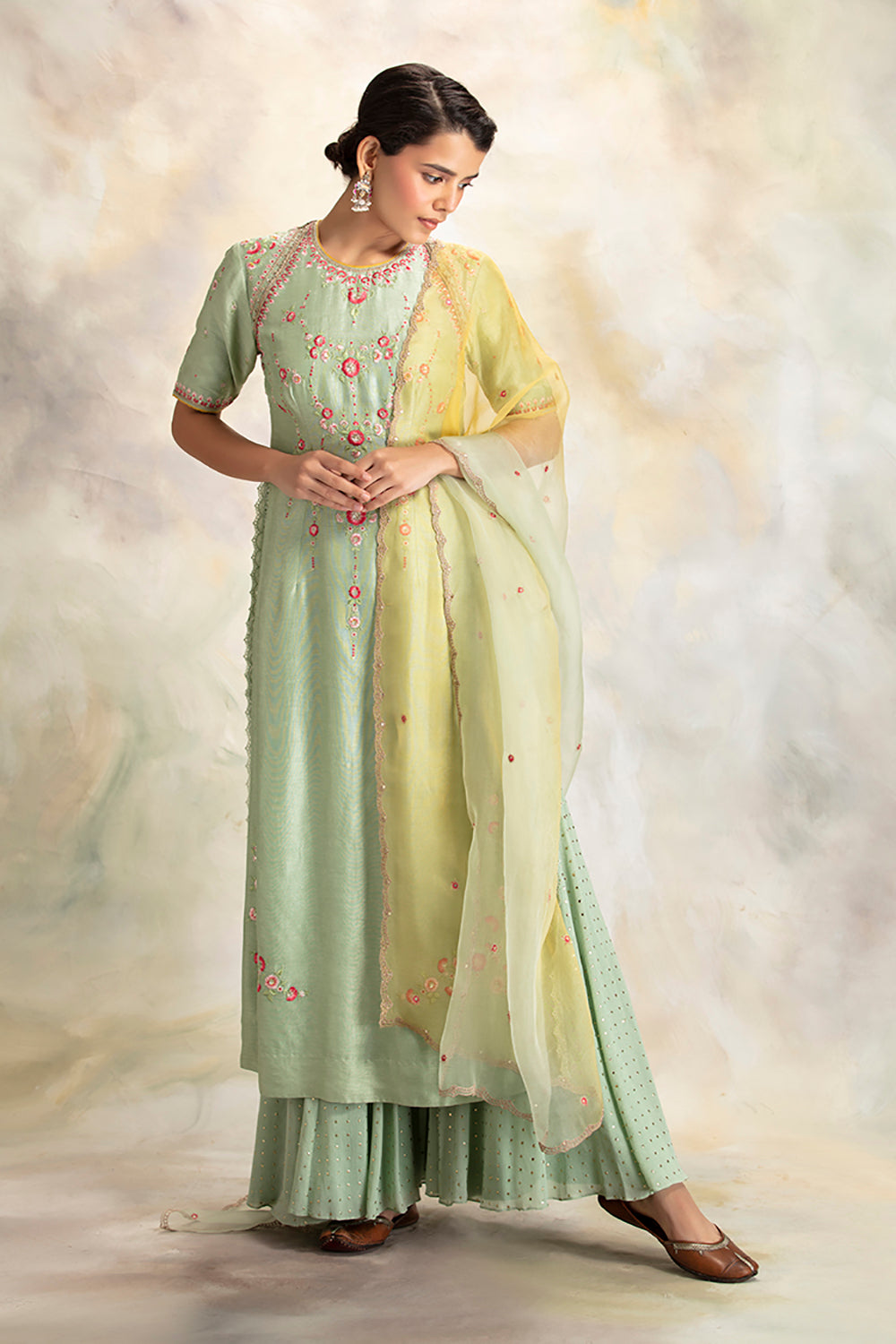 Fascinating Mint Embroidered Kurta Set - Auraya Fashion -  - #tag1# - #tag2# - #tag3# - #tag3#