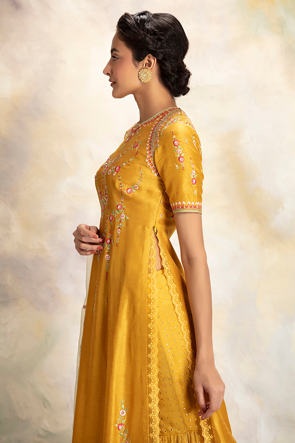 Fascinating Yellow Embroidered Kurta Set - Auraya Fashion -  - #tag1# - #tag2# - #tag3# - #tag3#