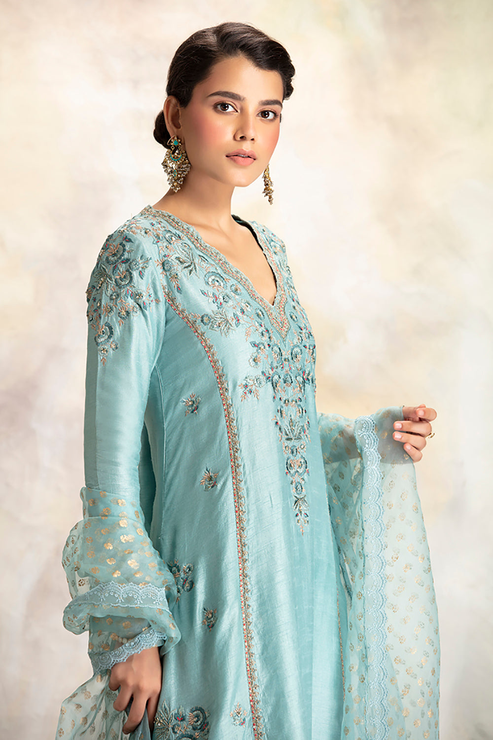 Enticing Aqua Multicolour Floral Embroidered Kurta Set - Auraya Fashion -  - #tag1# - #tag2# - #tag3# - #tag3#