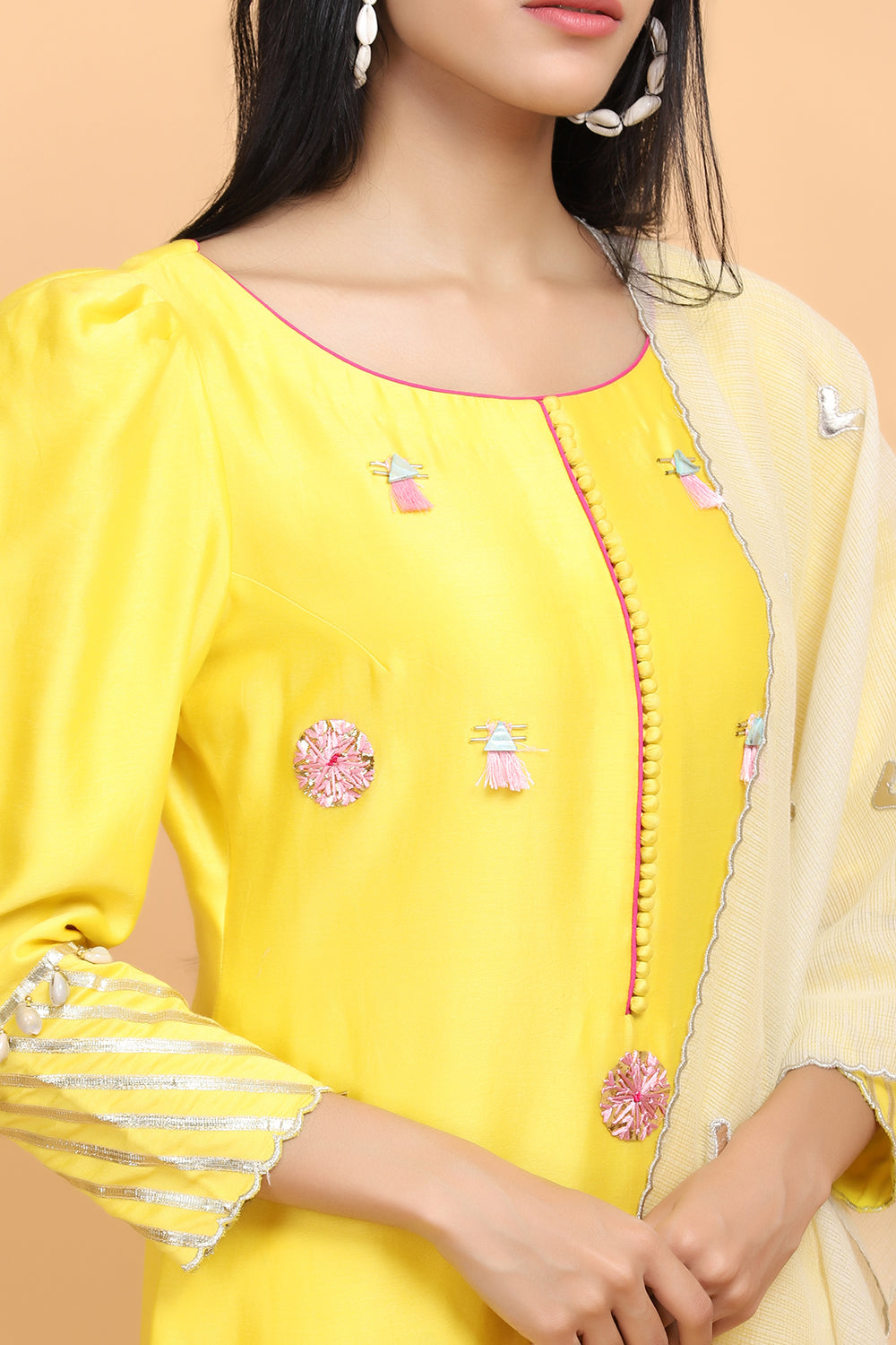 Yellow Chanderi Suit Set