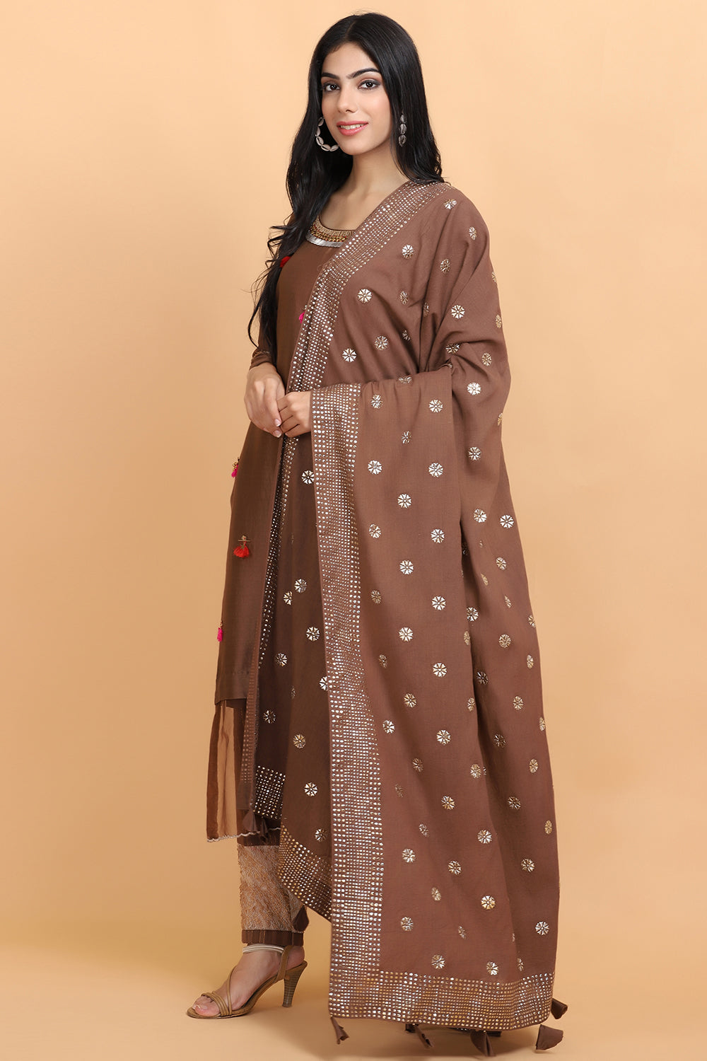 Brown Chanderi Silk Kurta Set - Auraya Fashion -  - #tag1# - #tag2# - #tag3# - #tag3#