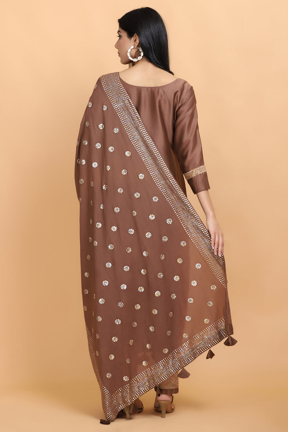 Brown Chanderi Silk Kurta Set - Auraya Fashion -  - #tag1# - #tag2# - #tag3# - #tag3#