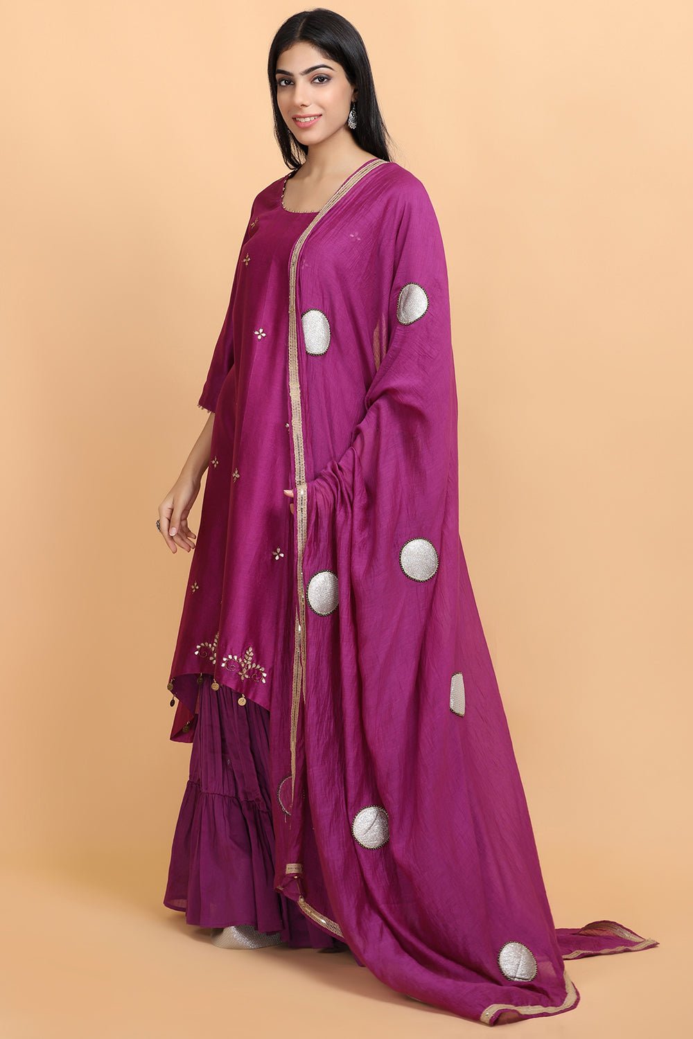 Purple Chanderi Garara Set - Auraya Fashion -  - #tag1# - #tag2# - #tag3# - #tag3#