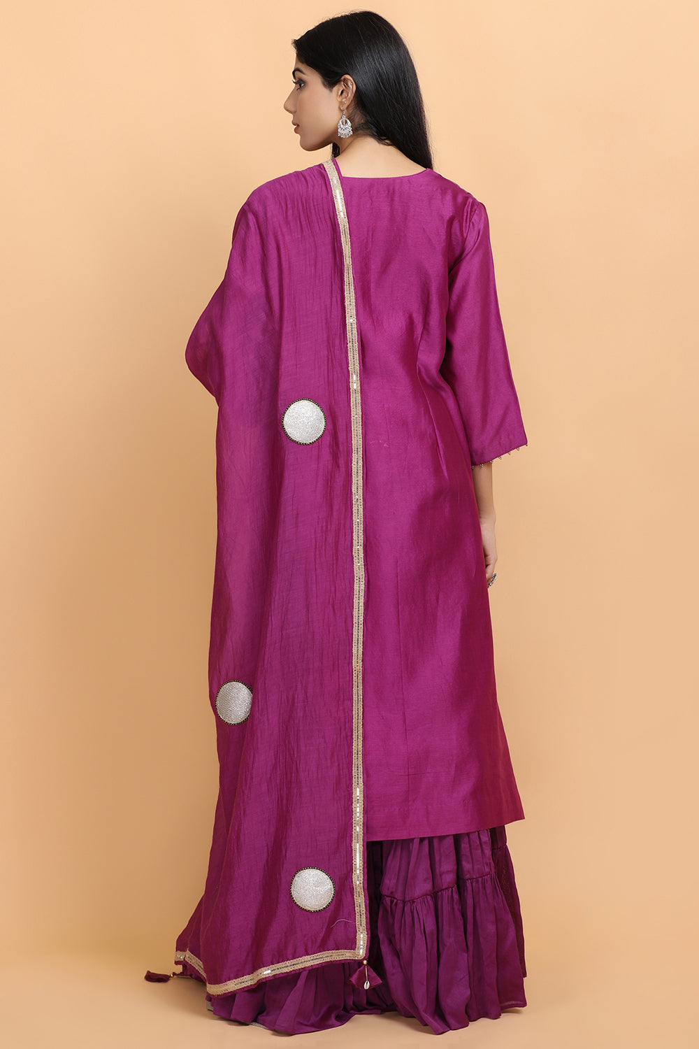 Purple Chanderi Garara Set - Auraya Fashion -  - #tag1# - #tag2# - #tag3# - #tag3#