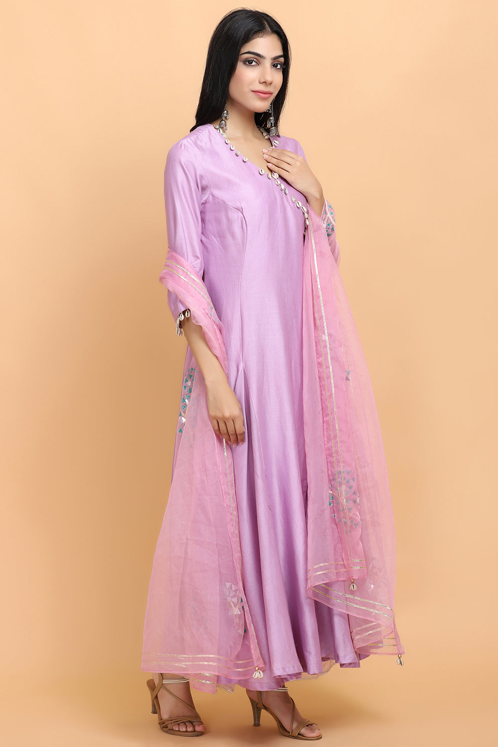 Lilac Angrakha Suit Set - Auraya Fashion -  - #tag1# - #tag2# - #tag3# - #tag3#