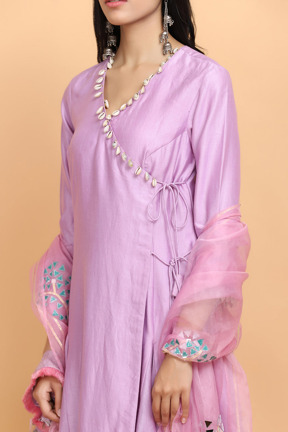 Lilac Angrakha Suit Set - Auraya Fashion -  - #tag1# - #tag2# - #tag3# - #tag3#