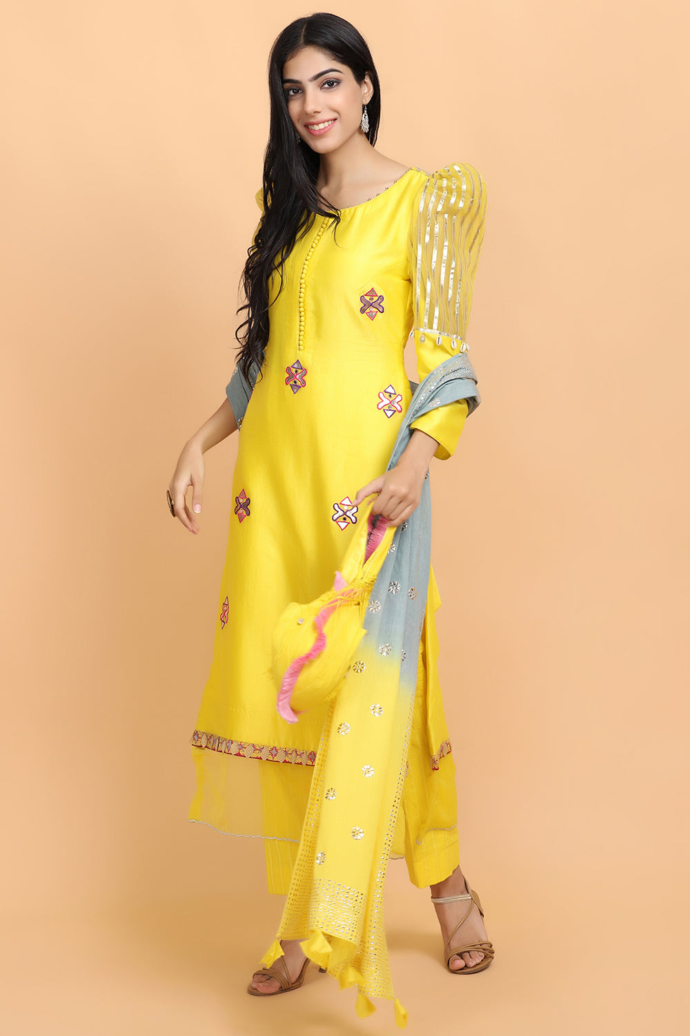 Yellow Gota Chanderi Suit