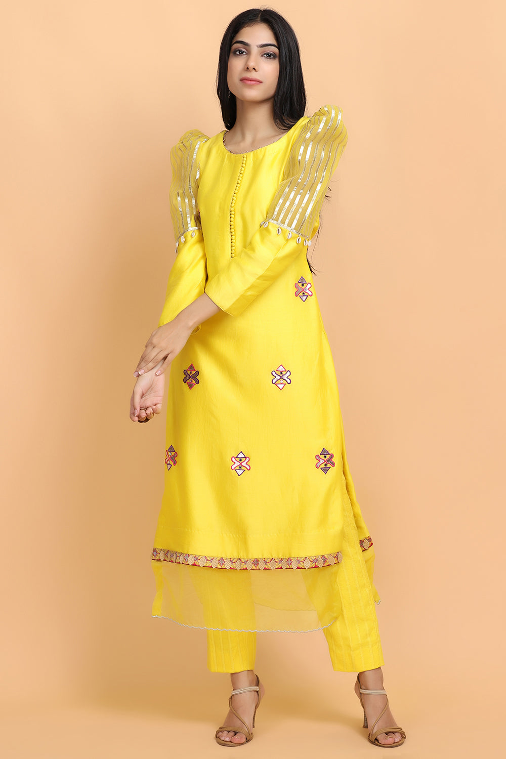 Yellow Gota Chanderi Suit