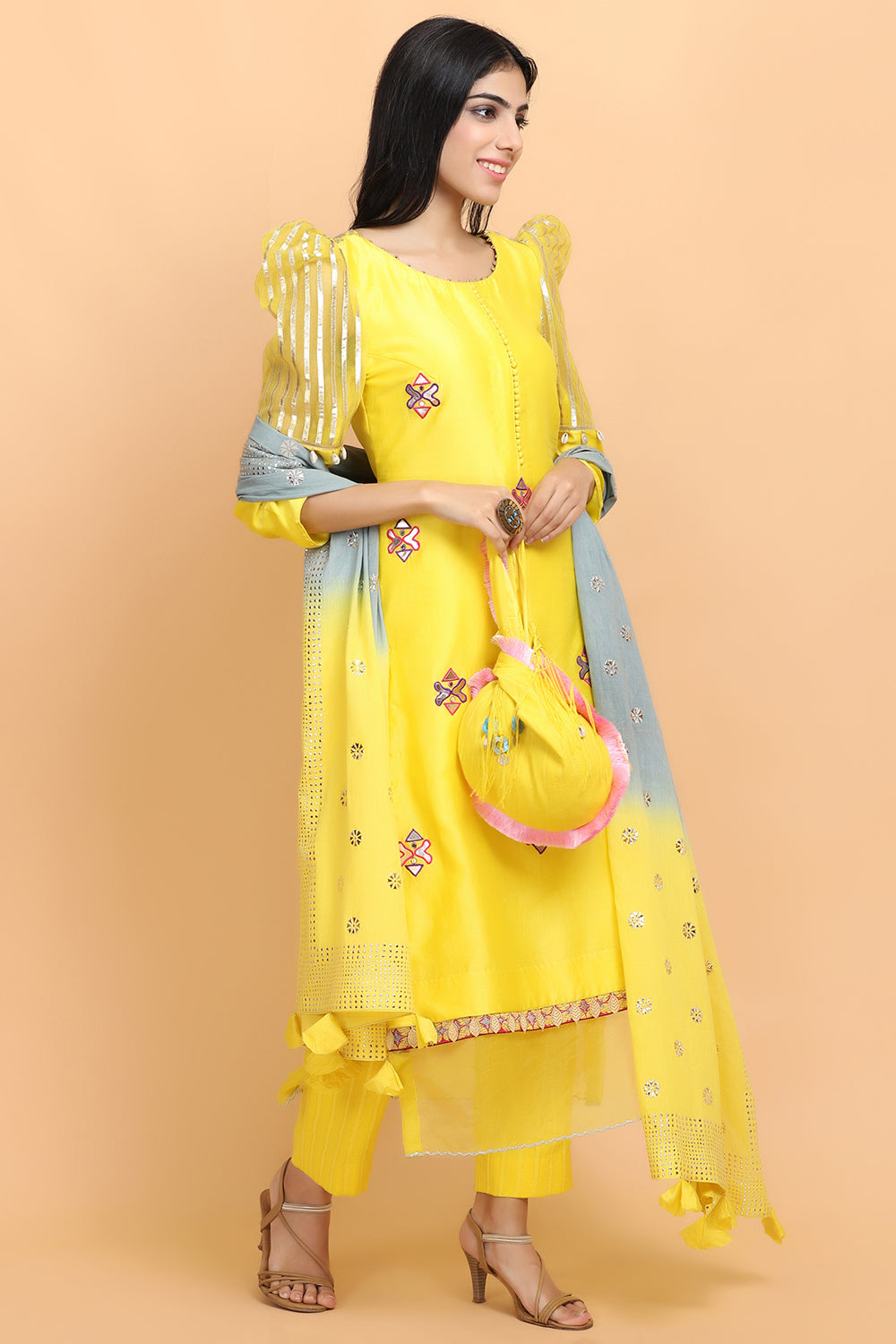 Yellow Gota Chanderi Suit