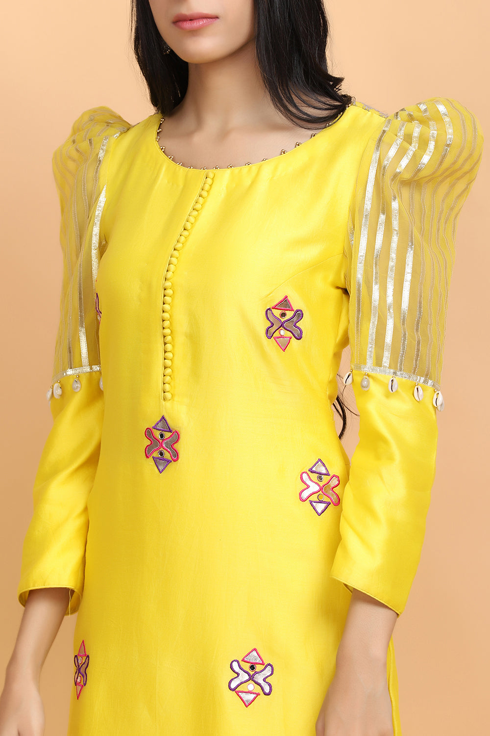 Yellow Gota Chanderi Suit