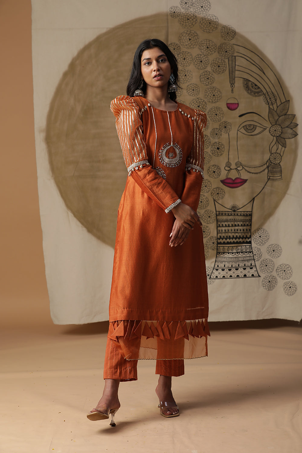 Burnt Orange Bali Suit - Auraya Fashion - Arpita Sulakshana - #tag1# - #tag2# - #tag3# - #tag3#