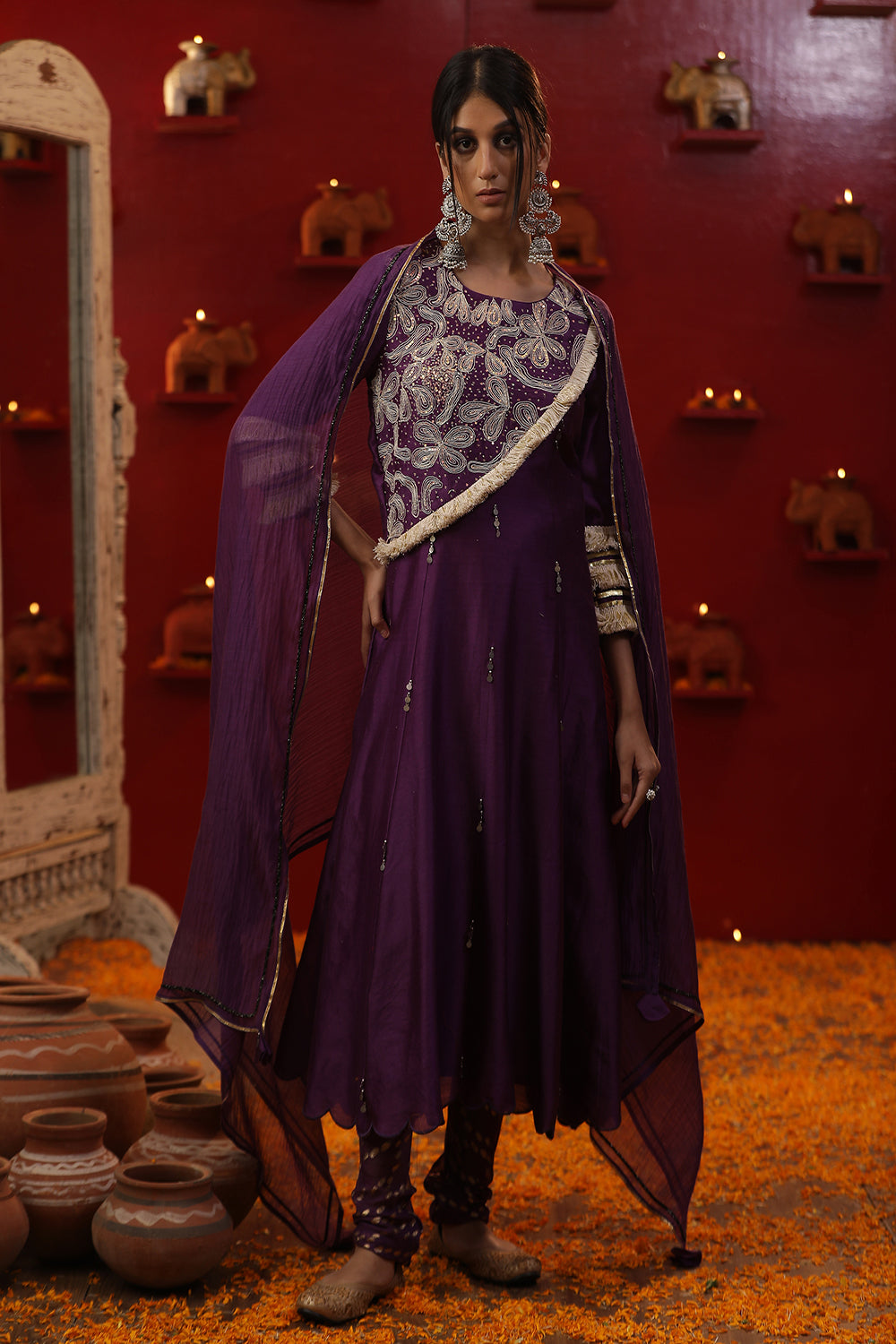 Purple Shringaar A Line Suit Set - Auraya Fashion - Arpita Sulakshana - #tag1# - #tag2# - #tag3# - #tag3#