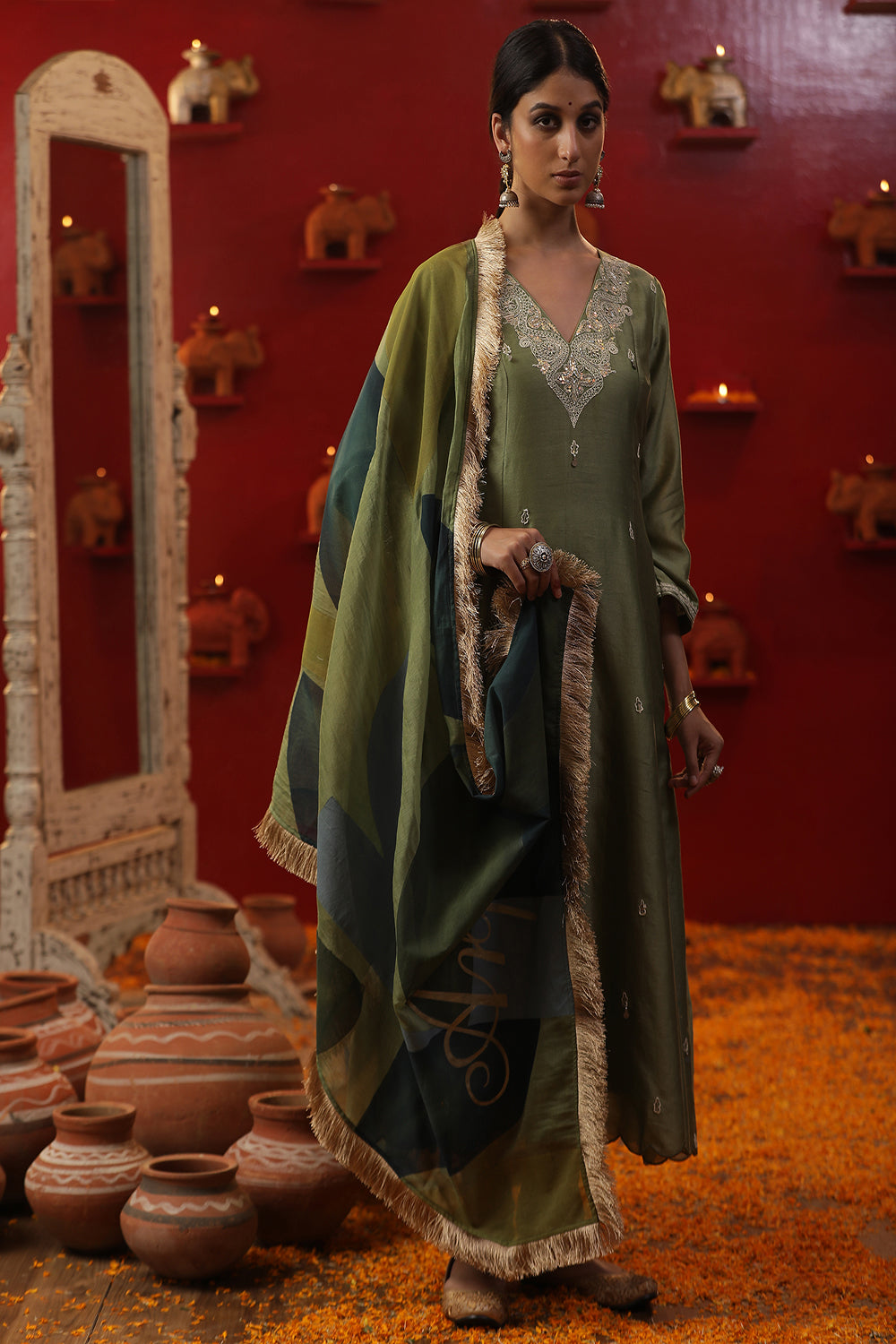 Pista Green Custom Letter Handpainted Suit set - Auraya Fashion - Arpita Sulakshana - #tag1# - #tag2# - #tag3# - #tag3#
