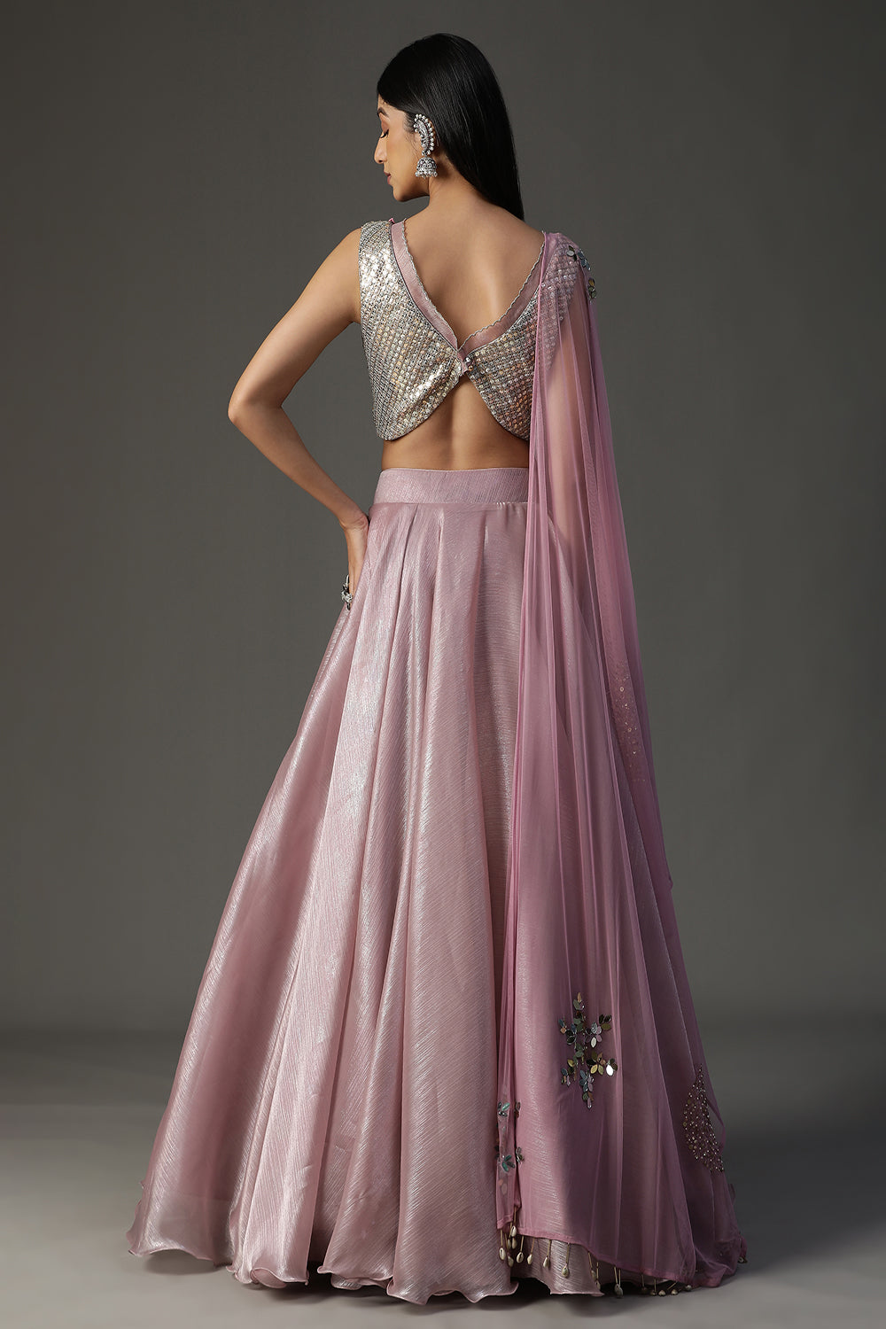 Lilac Organza Lehenga Set - Auraya Fashion -  - #tag1# - #tag2# - #tag3# - #tag3#