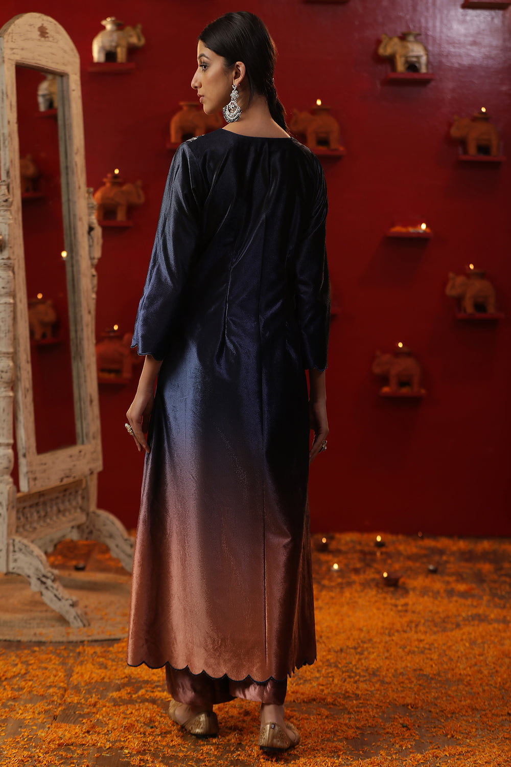 Blue Ombre Velvet Suit set - Auraya Fashion -  - #tag1# - #tag2# - #tag3# - #tag3#