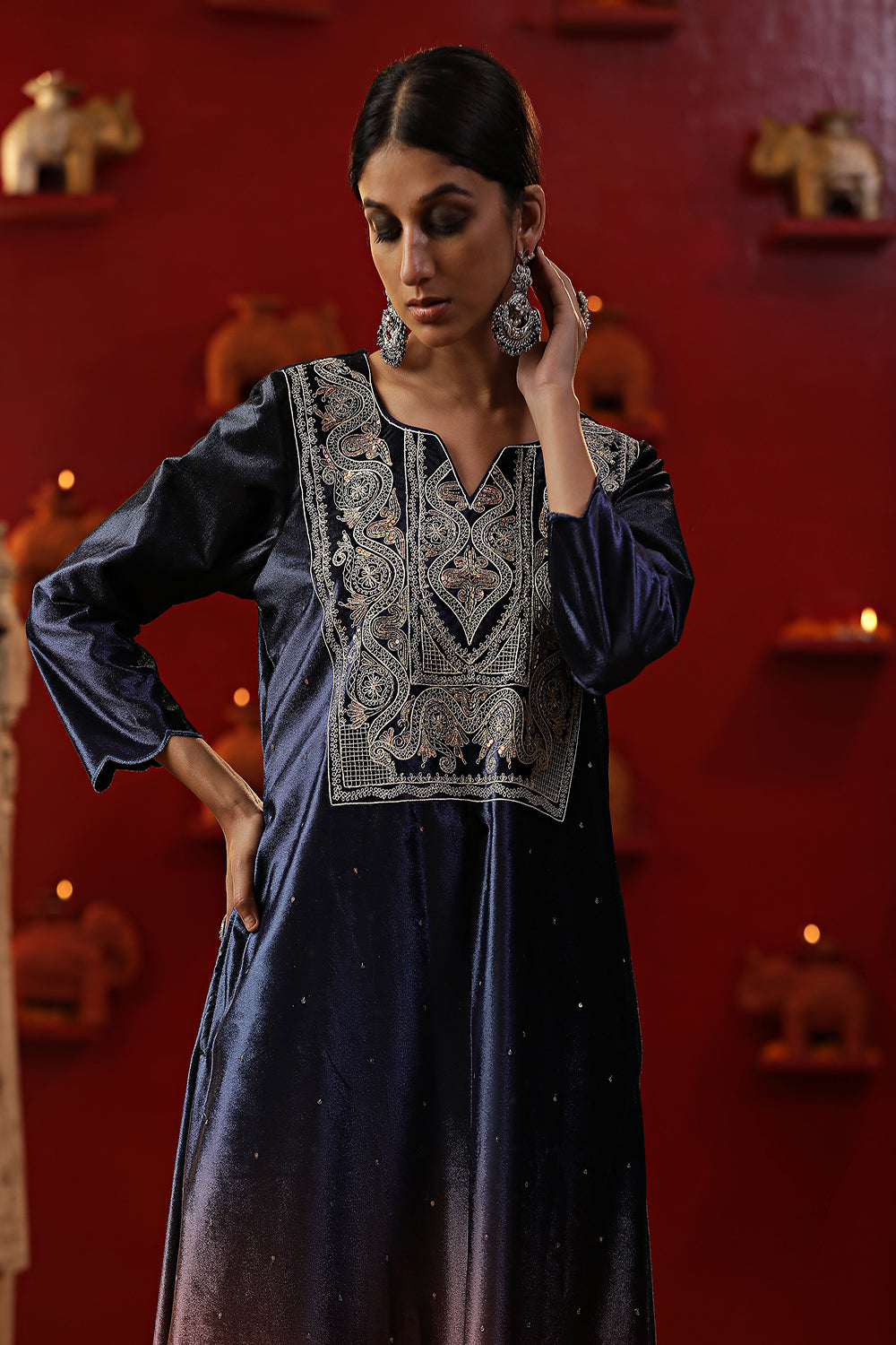 Blue Ombre Velvet Suit set - Auraya Fashion -  - #tag1# - #tag2# - #tag3# - #tag3#