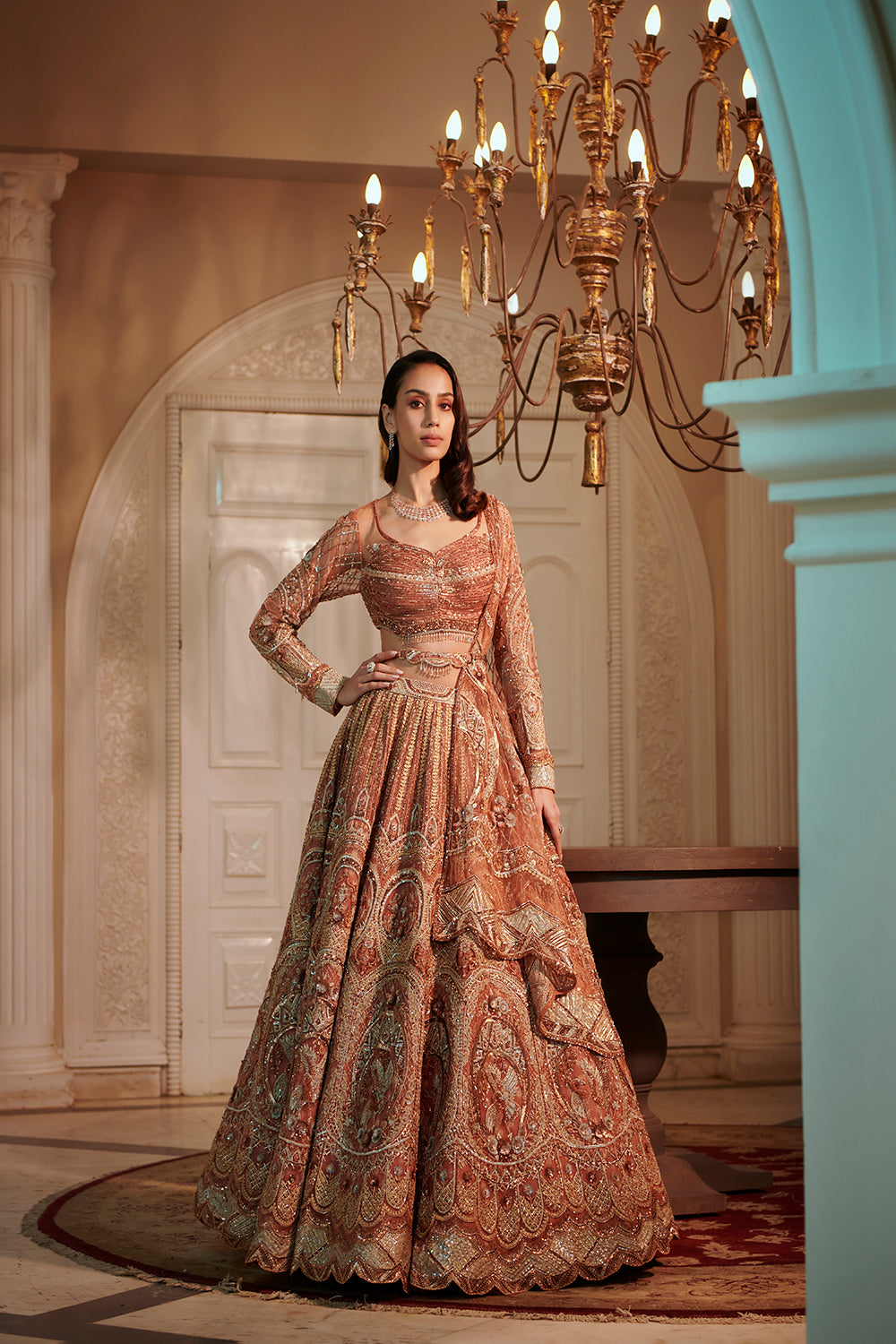 Rust Swan Lehenga - Auraya Fashion - Adaara Couture - #tag1# - #tag2# - #tag3# - #tag3#