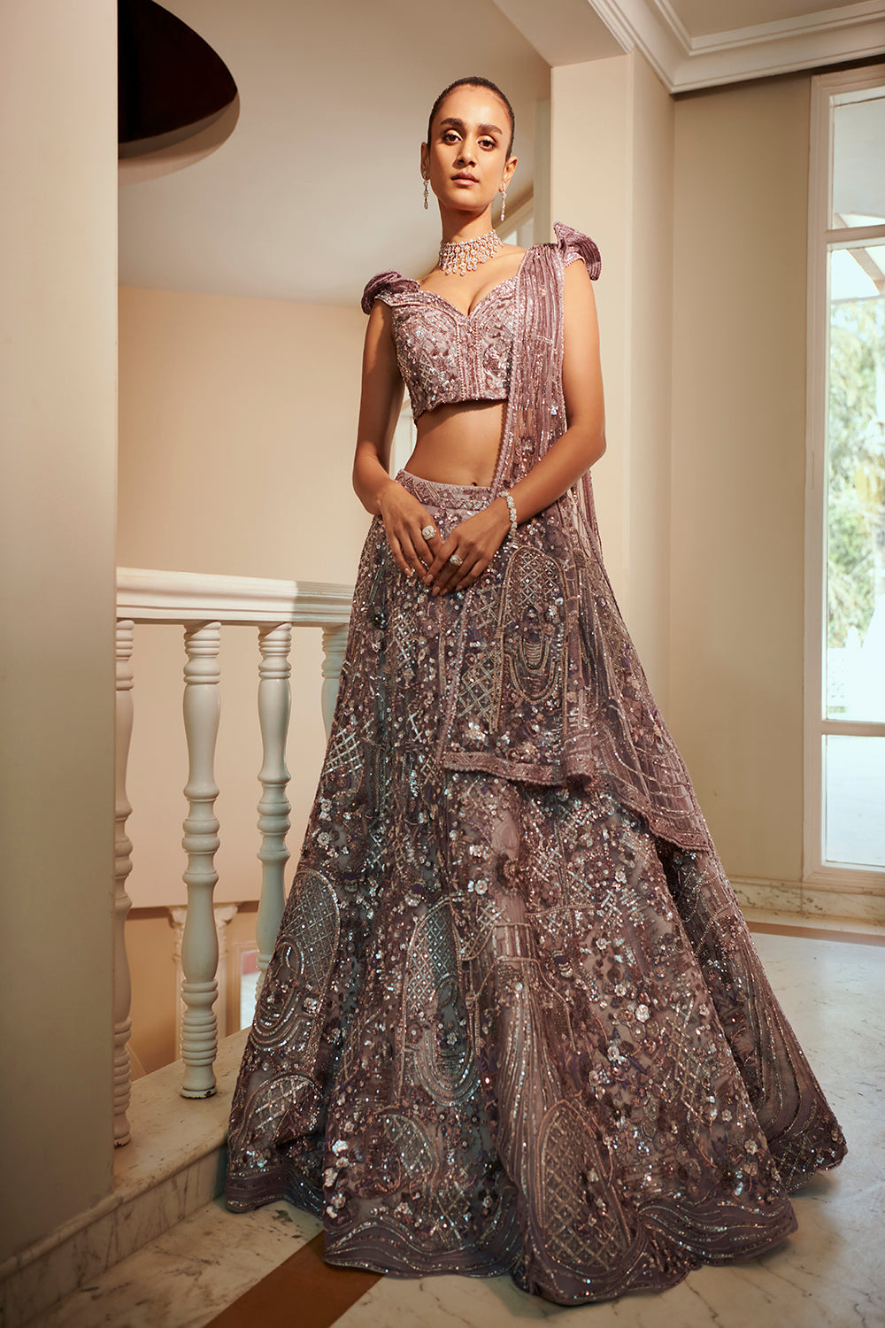 Stardust Glittered Lehenga - Auraya Fashion - Adaara Couture - #tag1# - #tag2# - #tag3# - #tag3#