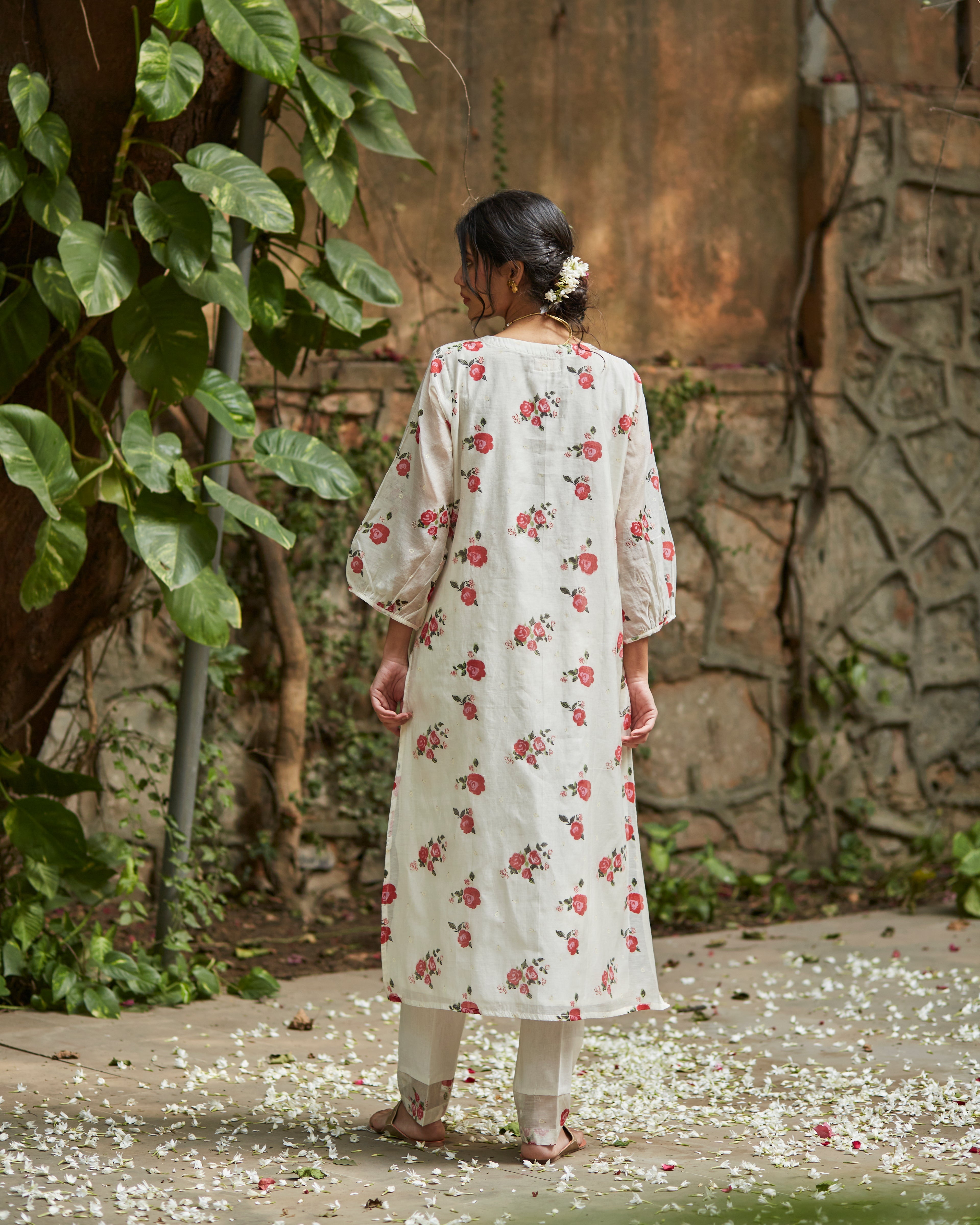 Ivory And Old Rose Kurta Set - Auraya Fashion -  - #tag1# - #tag2# - #tag3# - #tag3#