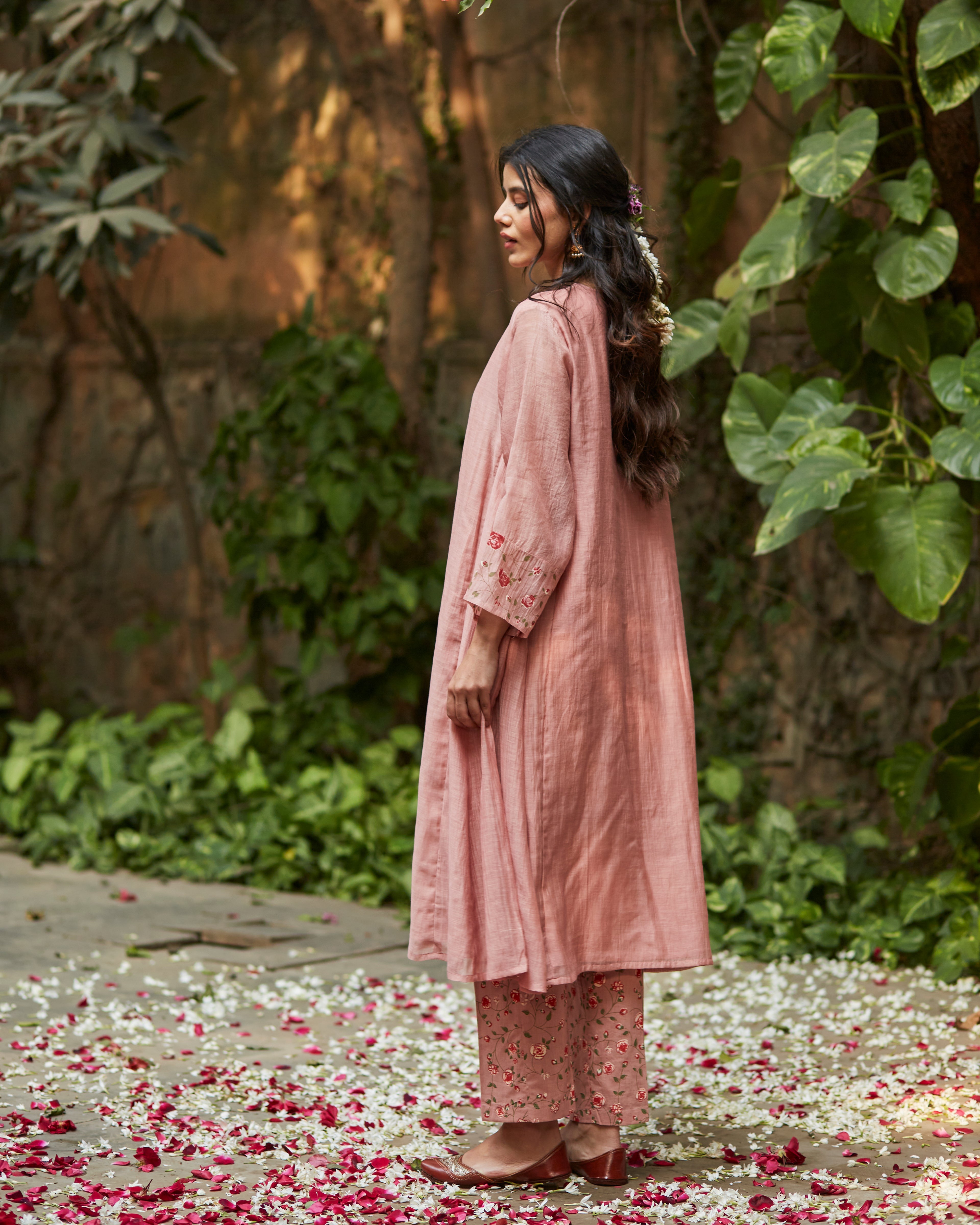 Old Rose Kurta Set - Auraya Fashion -  - #tag1# - #tag2# - #tag3# - #tag3#