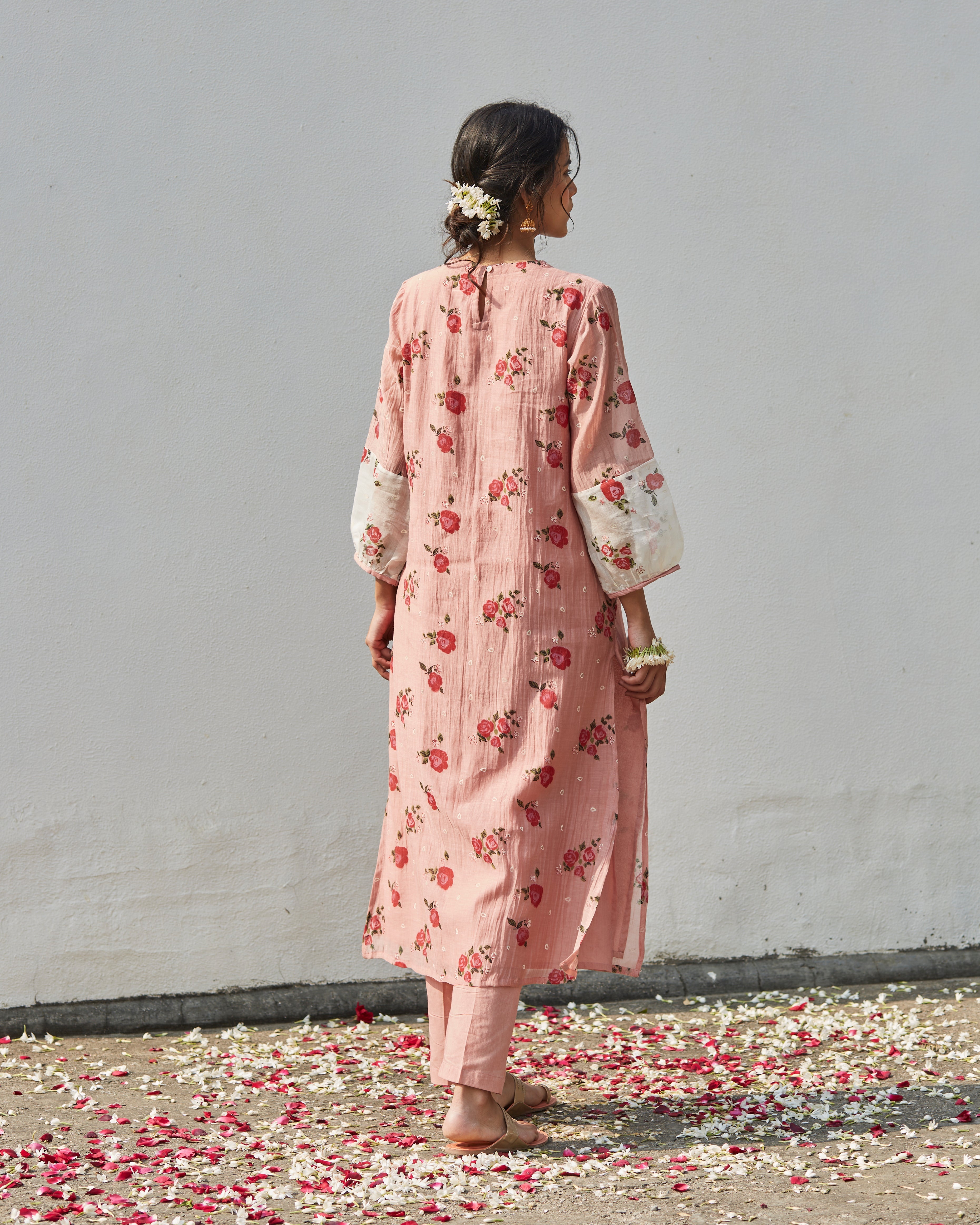 Old Rose And Ivory Kurta Set - Auraya Fashion -  - #tag1# - #tag2# - #tag3# - #tag3#