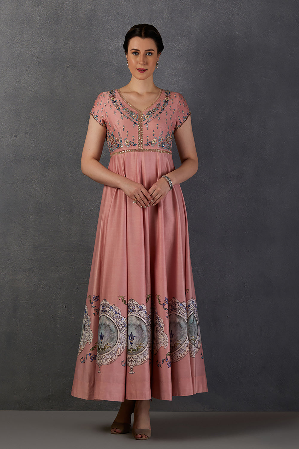 Fresh Pink Silk Chanderi  Dress  (Mk-11) - Auraya Fashion - Anju Modi - #tag1# - #tag2# - #tag3# - #tag3#