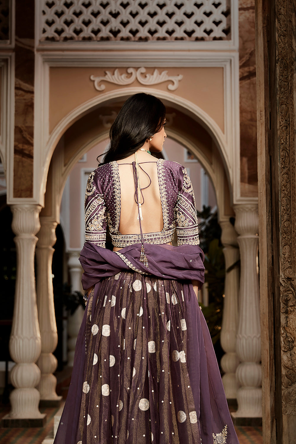 The Burnt Lavender Kashi Lehenga Set - Auraya Fashion -  - #tag1# - #tag2# - #tag3# - #tag3#