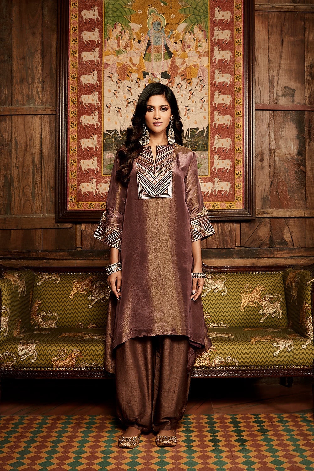 The Rusted Tissue Gota Plum Kurta Set - Auraya Fashion - Matsya - #tag1# - #tag2# - #tag3# - #tag3#