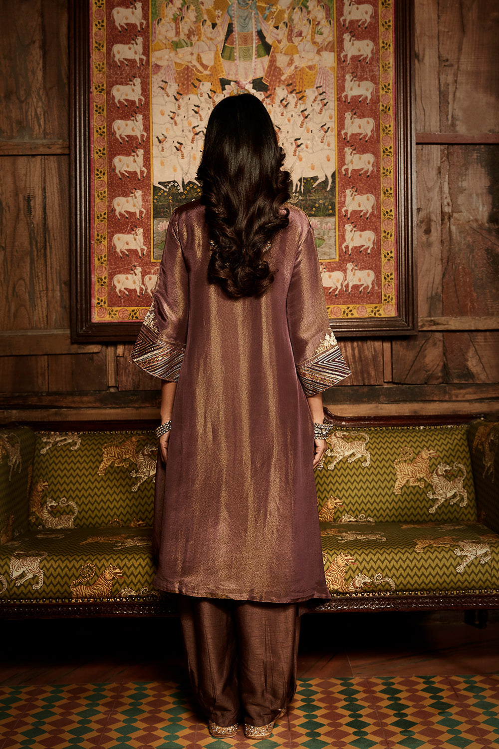 The Rusted Tissue Gota Plum Kurta Set - Auraya Fashion -  - #tag1# - #tag2# - #tag3# - #tag3#