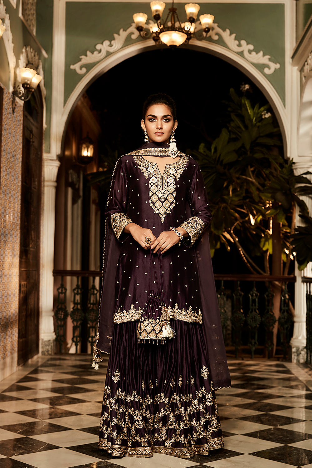 The Midnight Plum Riwaaz Sharara - Auraya Fashion - Matsya - #tag1# - #tag2# - #tag3# - #tag3#