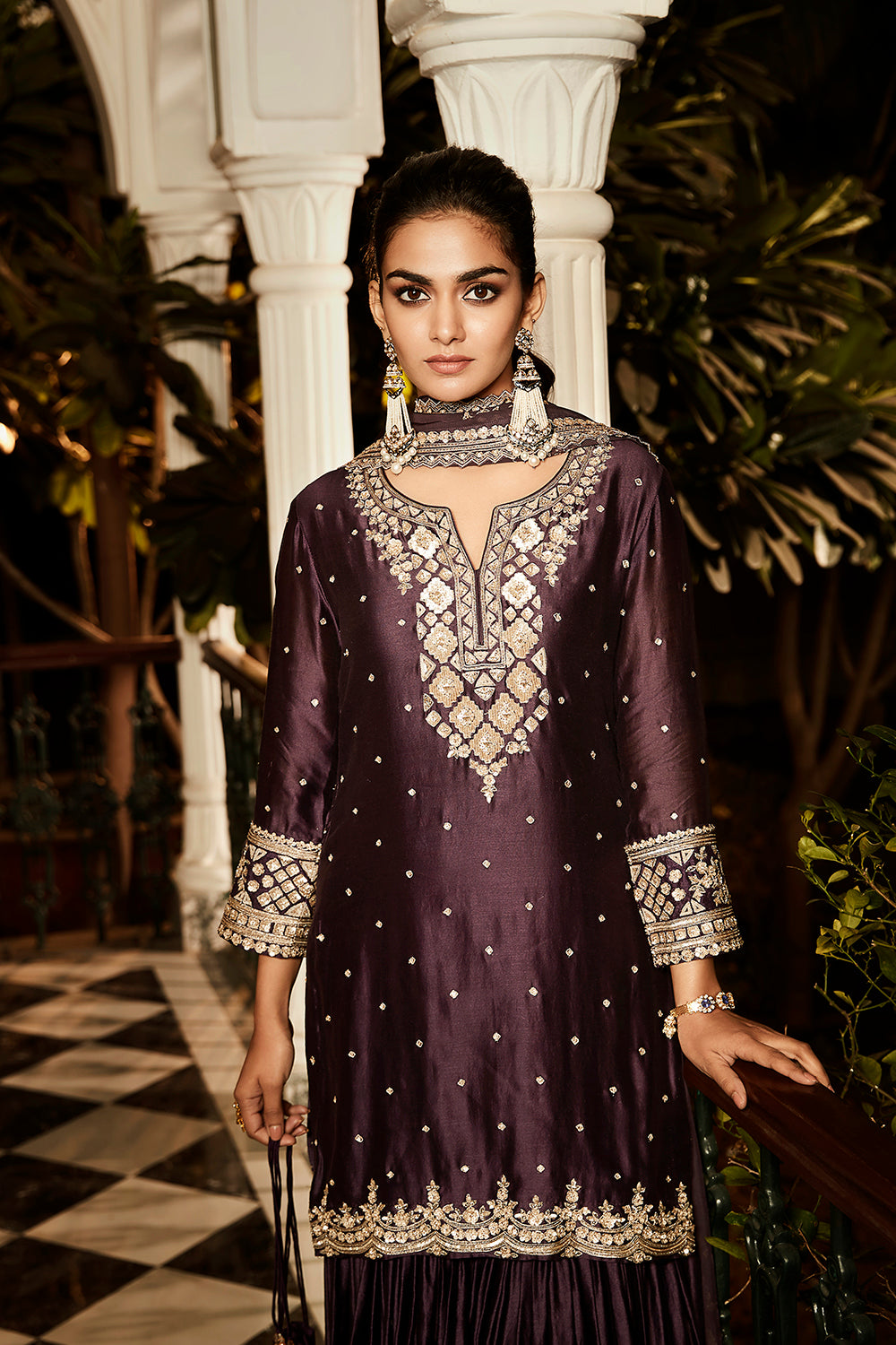 The Midnight Plum Riwaaz Sharara - Auraya Fashion -  - #tag1# - #tag2# - #tag3# - #tag3#