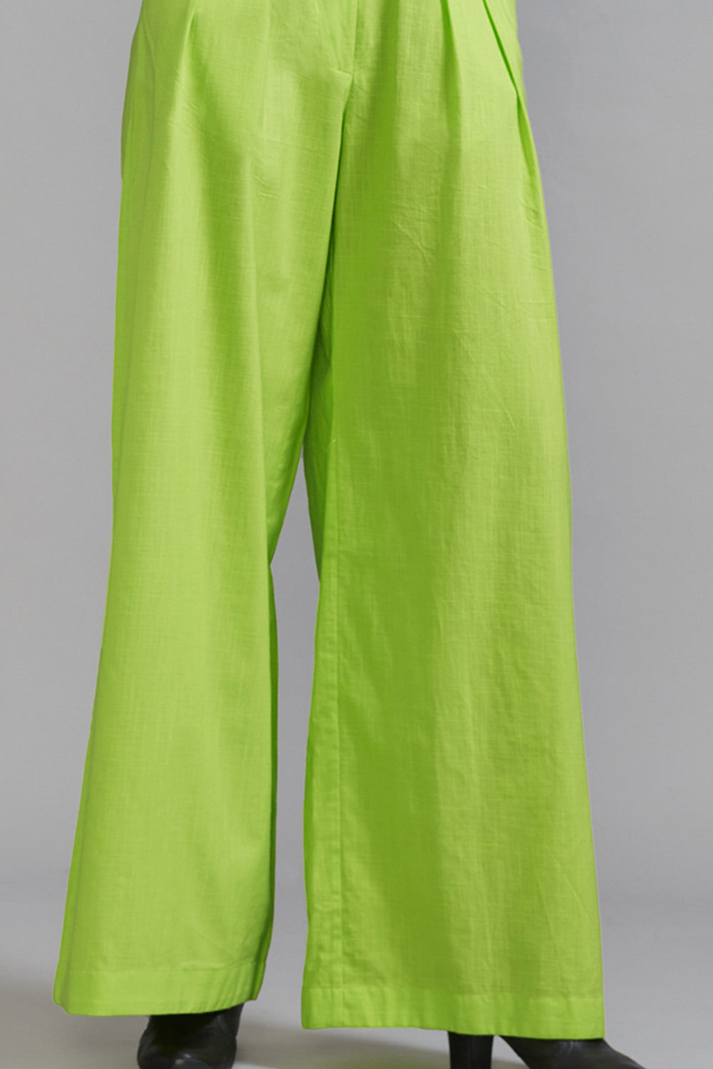 Neon Green Cotton Pleated Pant Set - Auraya Fashion - Mati - #tag1# - #tag2# - #tag3# - #tag3#