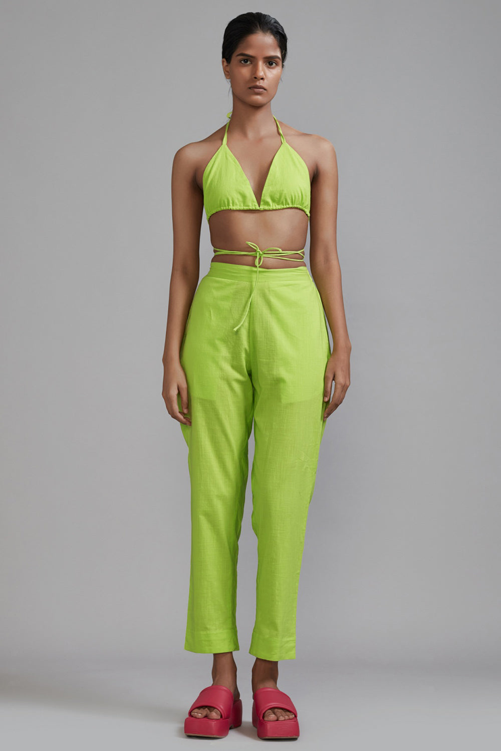 Neon Green Cotton Co-Ord Set - Auraya Fashion - Mati - #tag1# - #tag2# - #tag3# - #tag3#