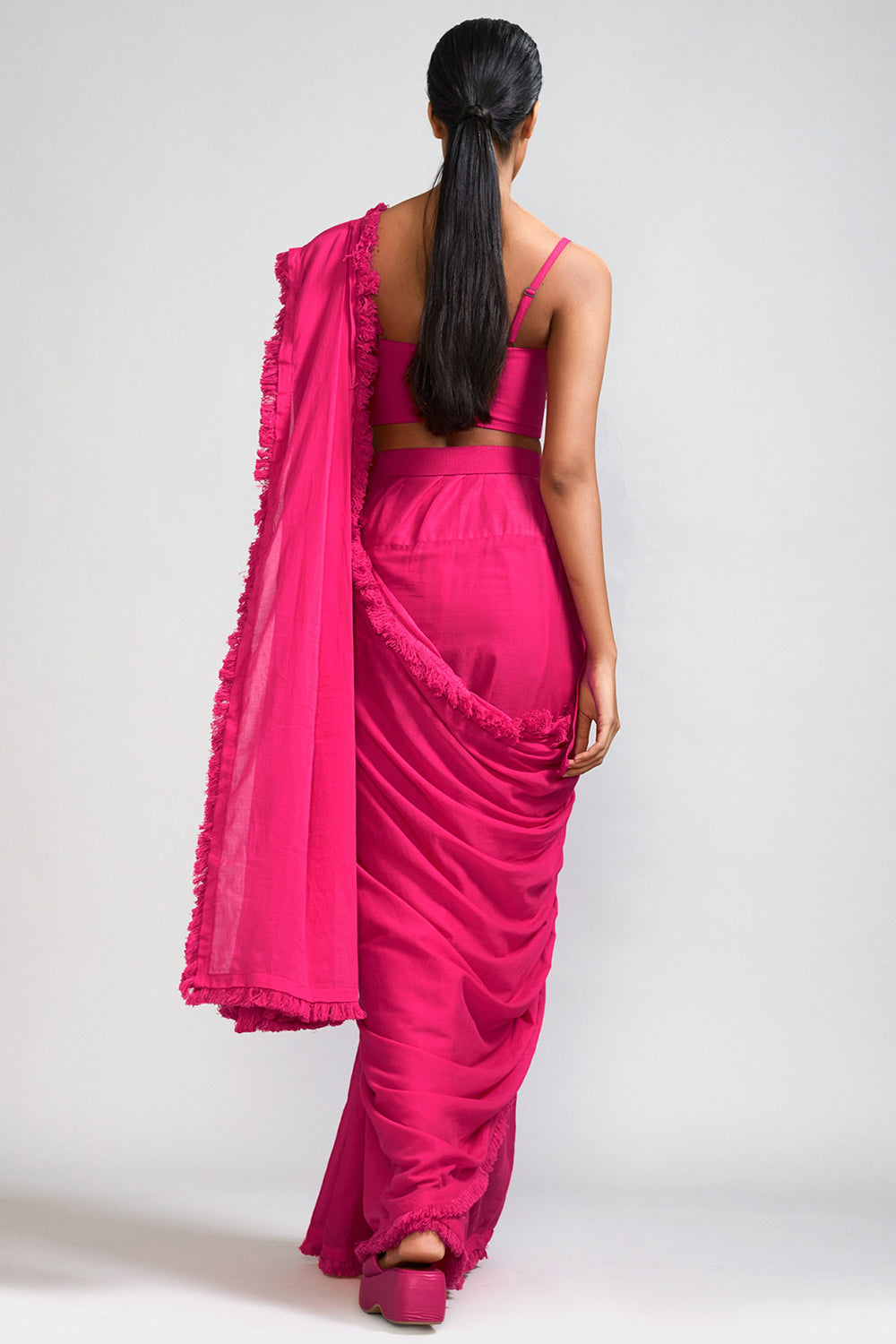 Pink Mul Saree Set - Auraya Fashion -  - #tag1# - #tag2# - #tag3# - #tag3#