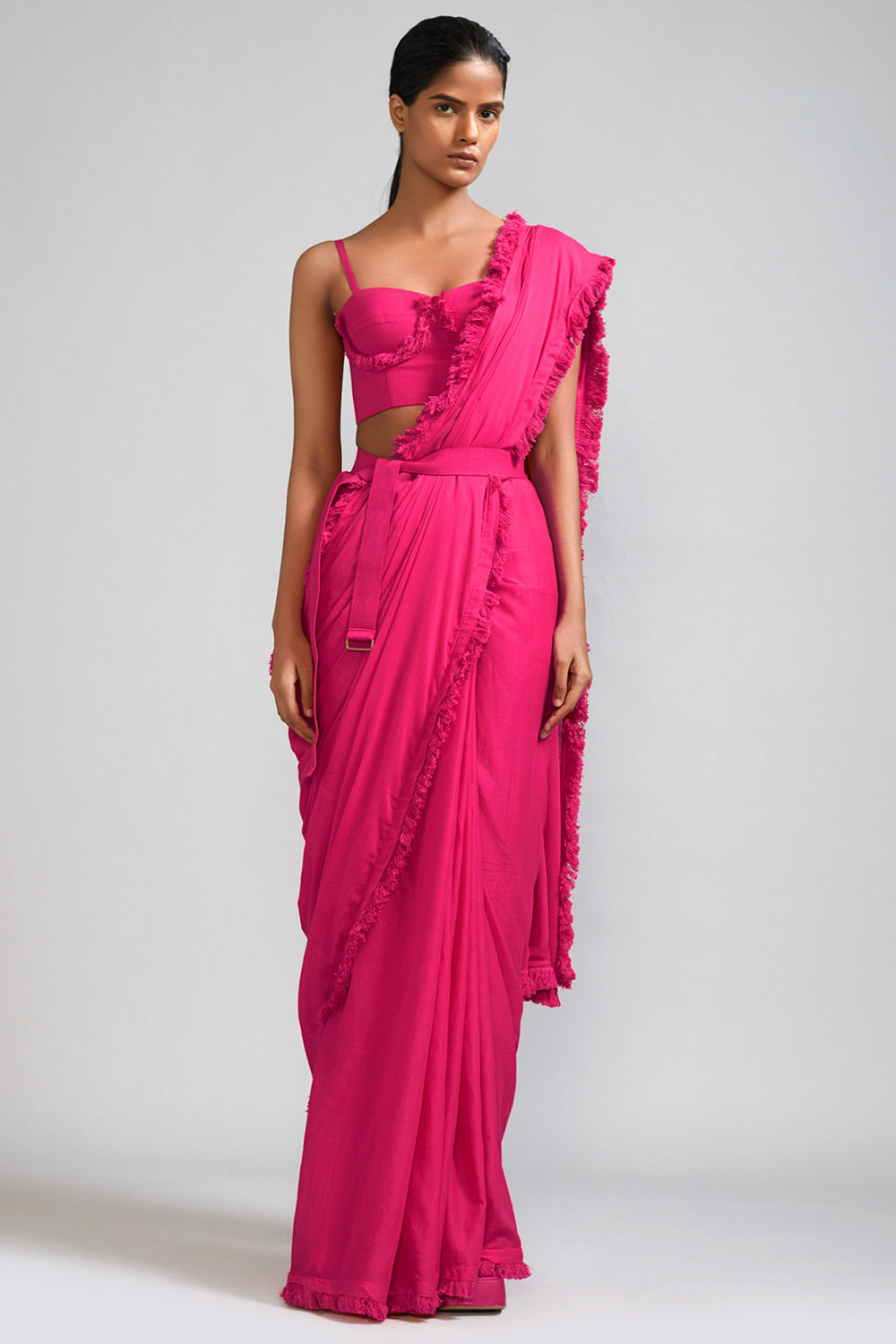 Pink Mul Saree Set - Auraya Fashion - Mati - #tag1# - #tag2# - #tag3# - #tag3#