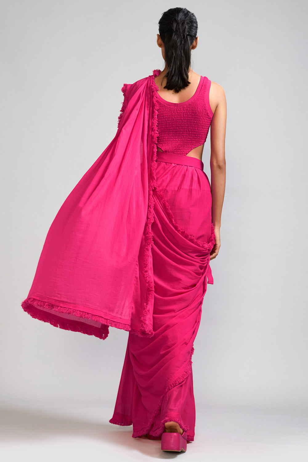 Pink Mul Saree Set - Auraya Fashion -  - #tag1# - #tag2# - #tag3# - #tag3#