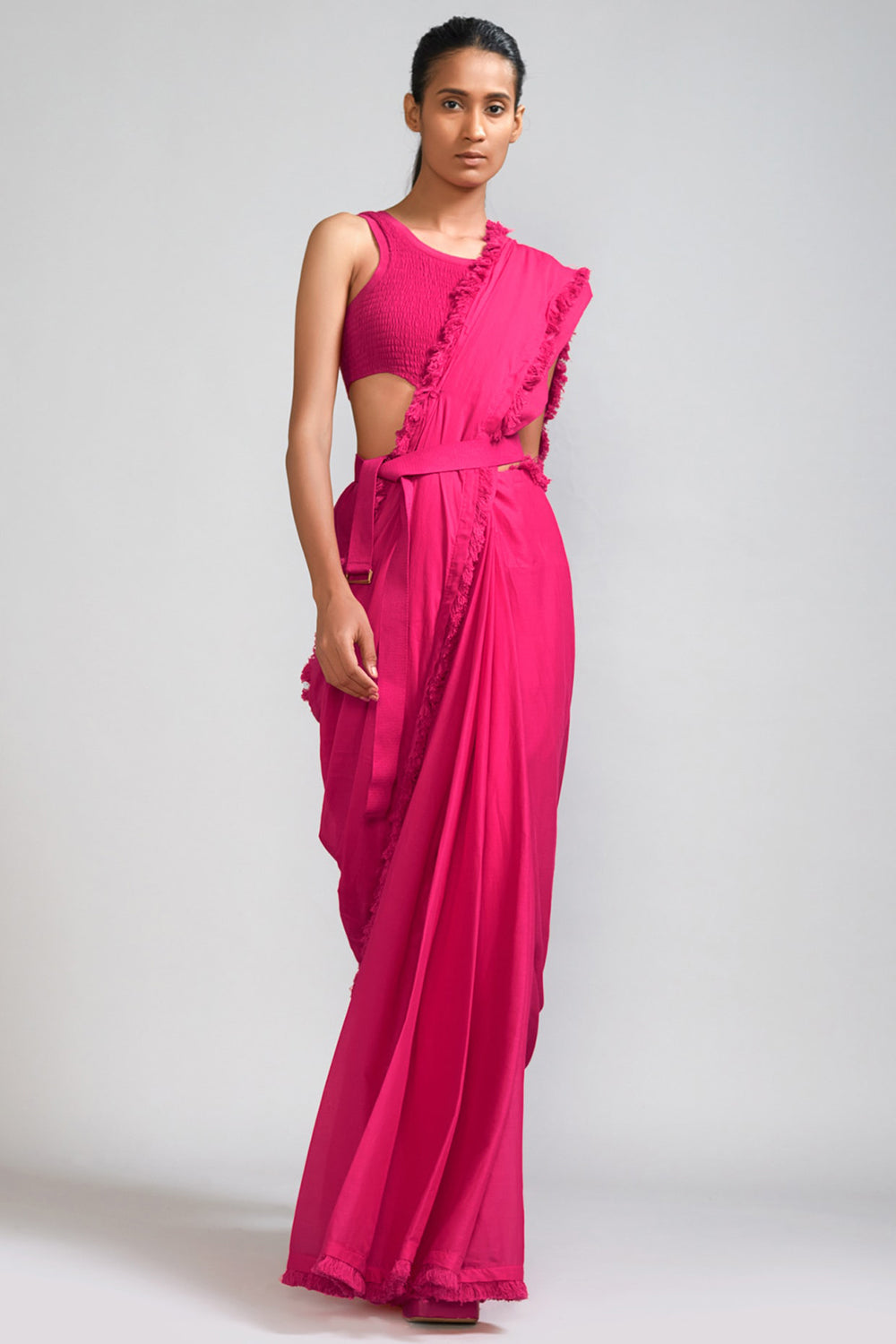 Pink Mul Saree Set - Auraya Fashion - Mati - #tag1# - #tag2# - #tag3# - #tag3#